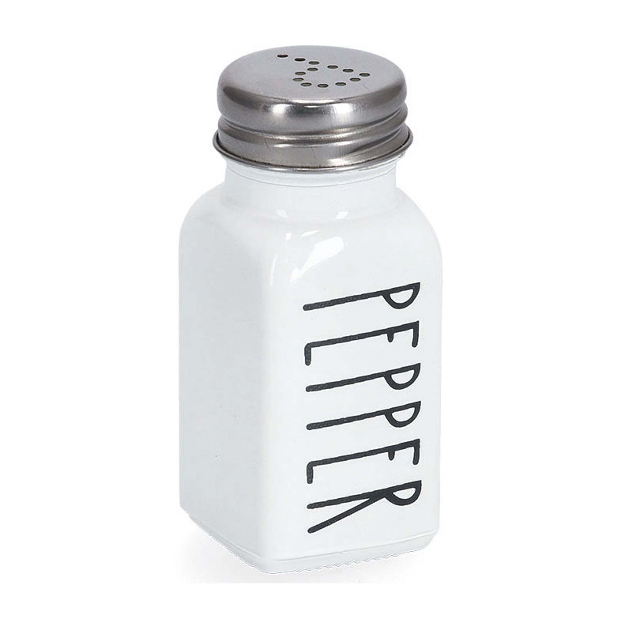 Zeller Pfefferstreuer "Pepper"; Farbe weiß; Material Glas/Metall; Fassungsvermögen: 85 ml; Maße ca. 4,1 × 4,1 × 9,2 cm.