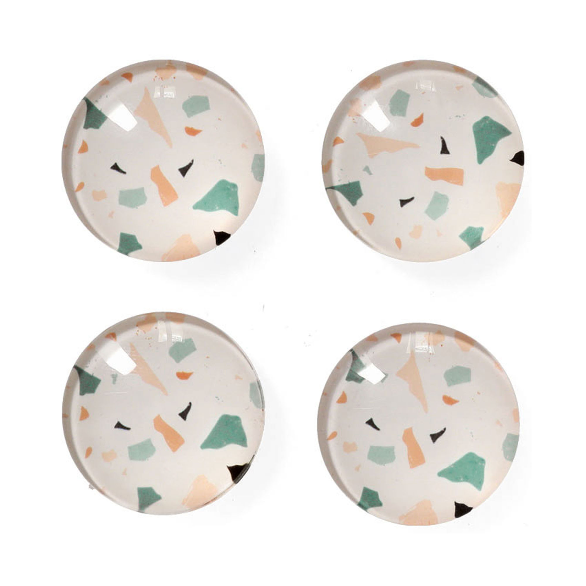 Zeller Magnet-Set "Terrazzo" 4tlg.; Farbe bunt; Material Kunststoff/Glas; Ausführung: 4-tlg.; Maße ca. D 2,5 × 0,8 cm.