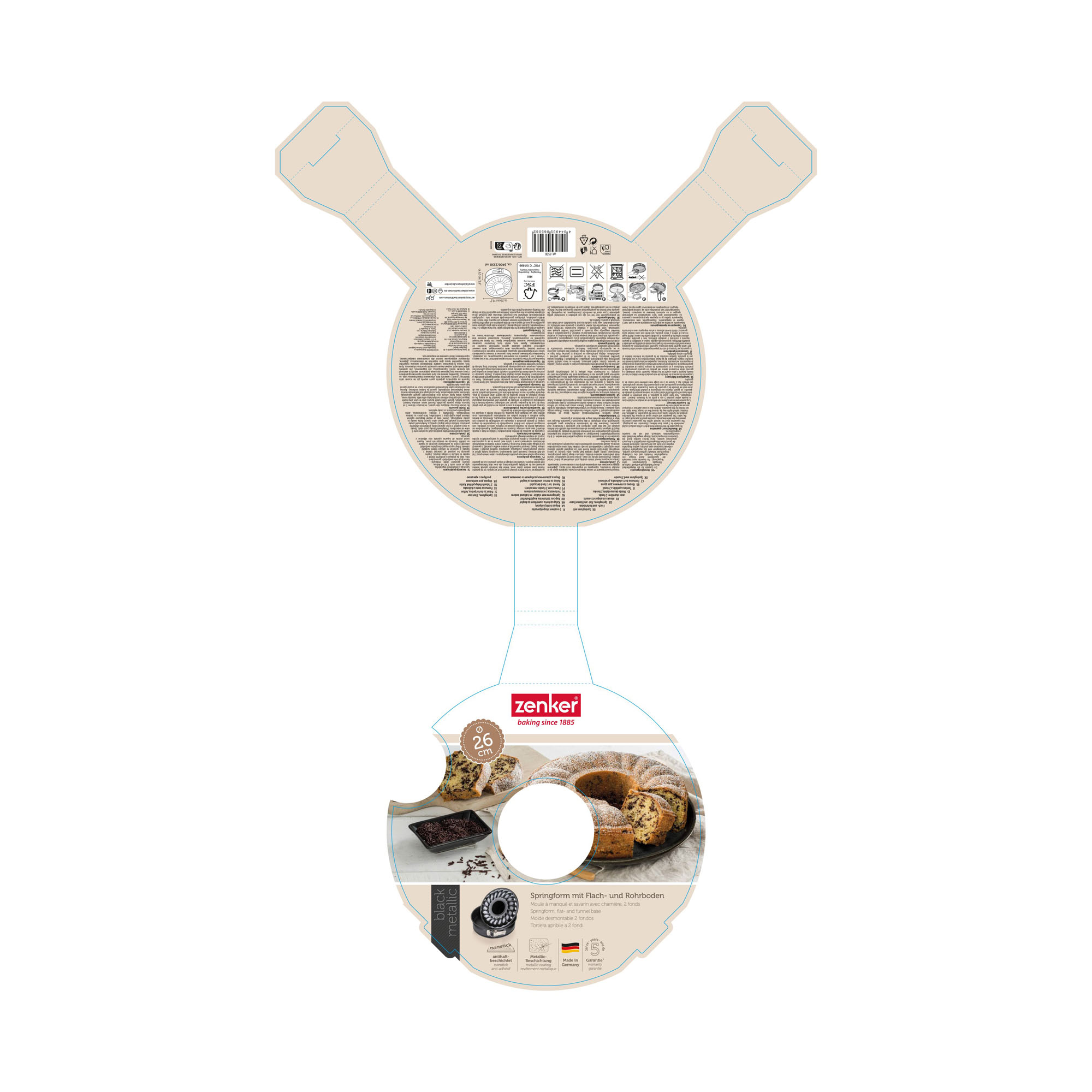 Stanzlayout der Verpackung für 26 cm Springform