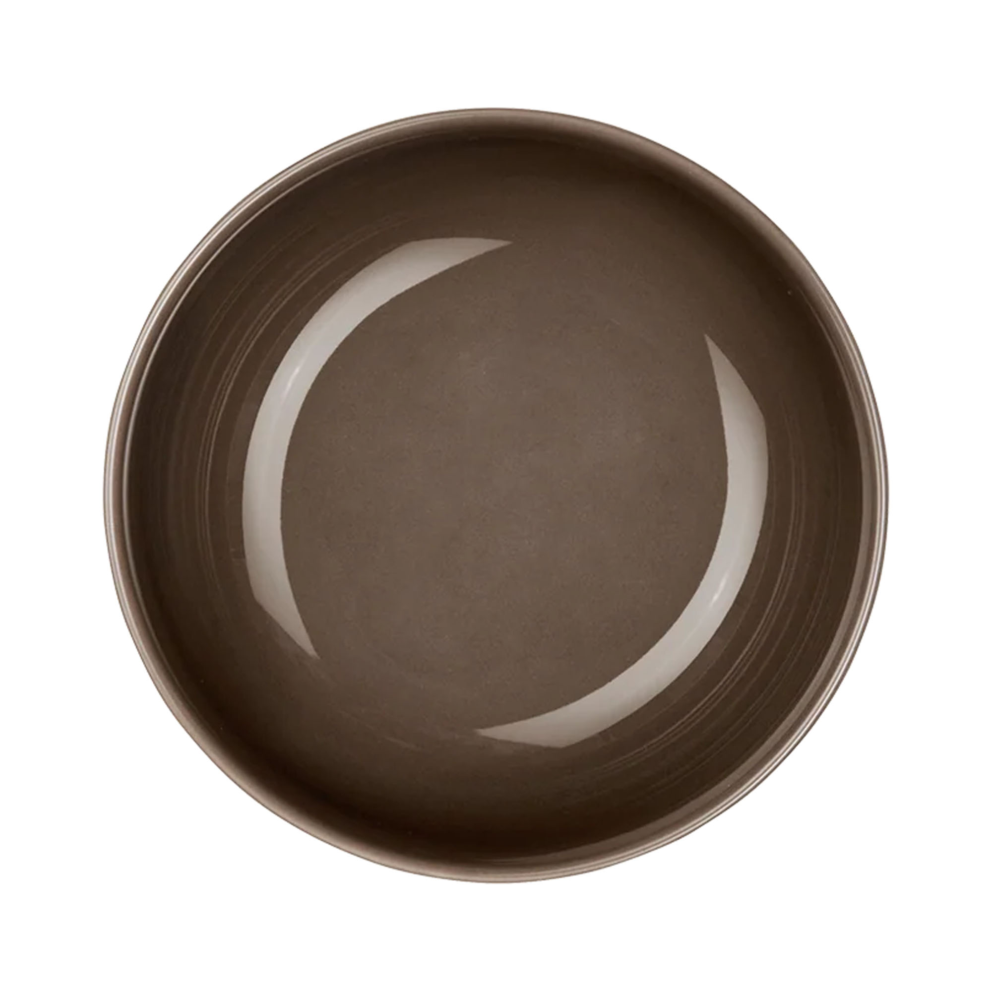 Draufsicht auf Schale der Serie Coppa, Farbe Braun; Rand und Innenfläche sind erkennbar.