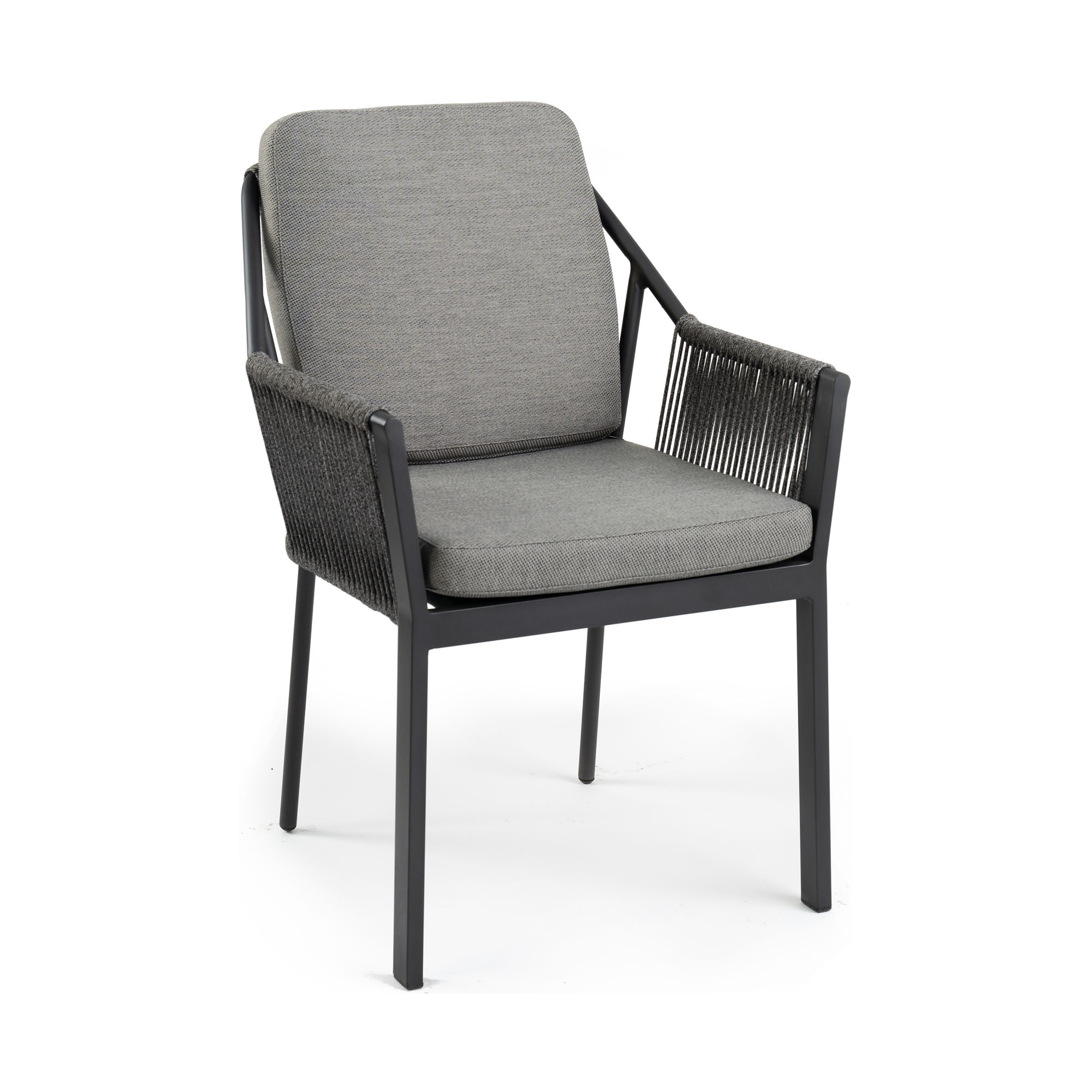 Dining Chair mit Gestell in Charcoal-Farbe und Sitz-/Rückenbezug in Charcoal, Frontansicht
