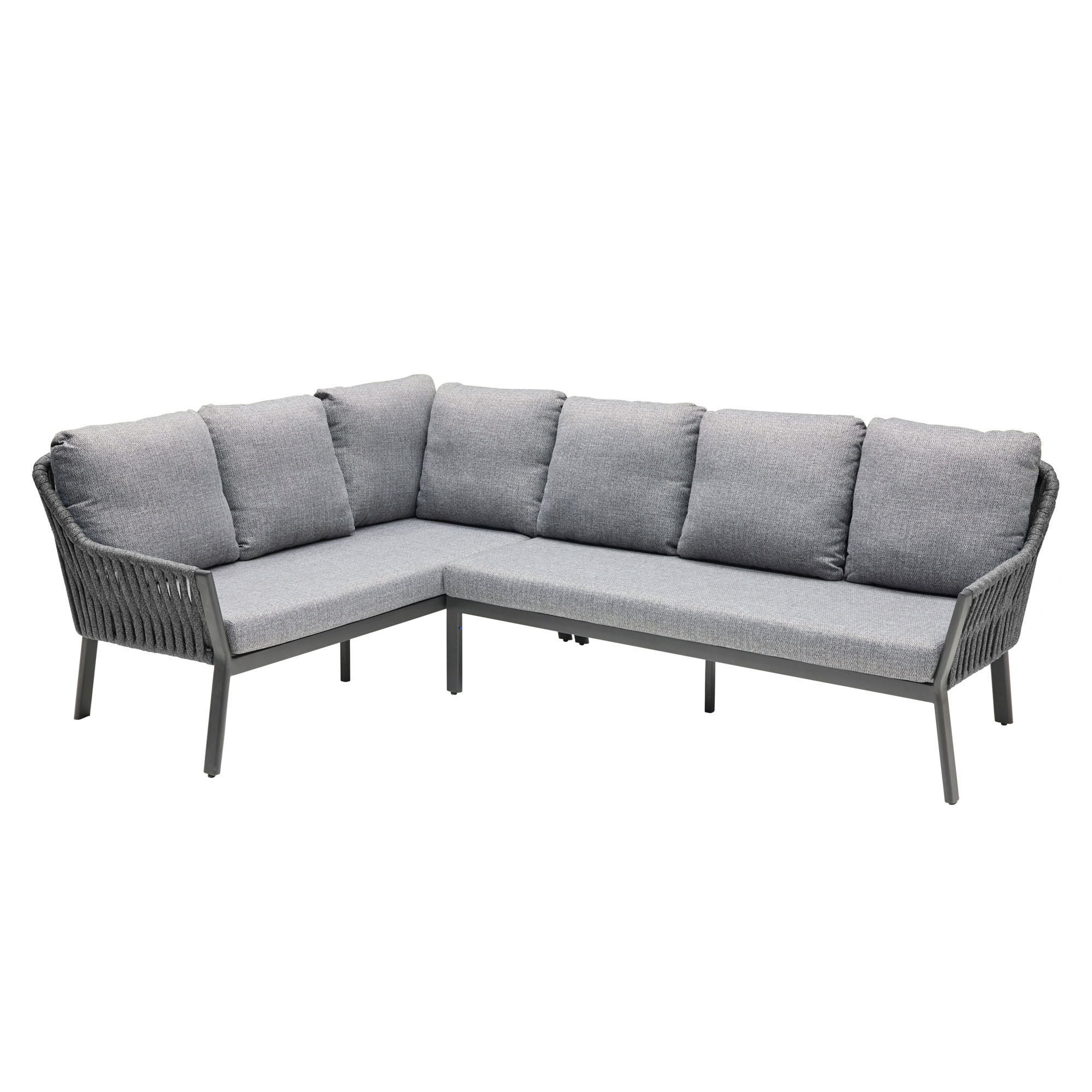 Ecklounge mit Sitz und Rückenpolstern in L Form freigestellt
