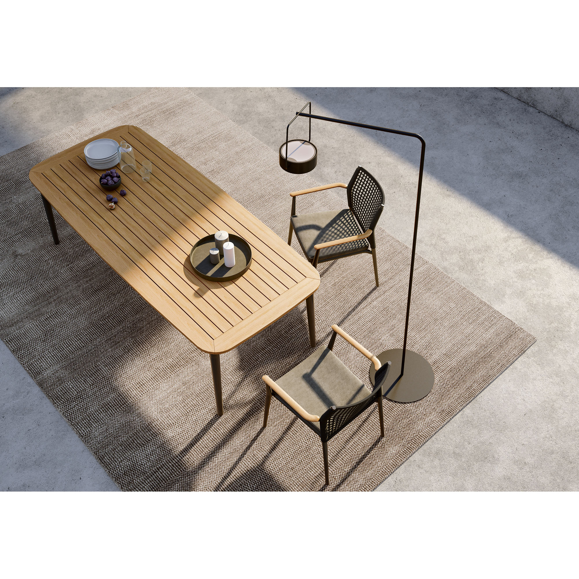 Tisch 230 x 100 cm Alu anthracite / Teak 230x100 cm