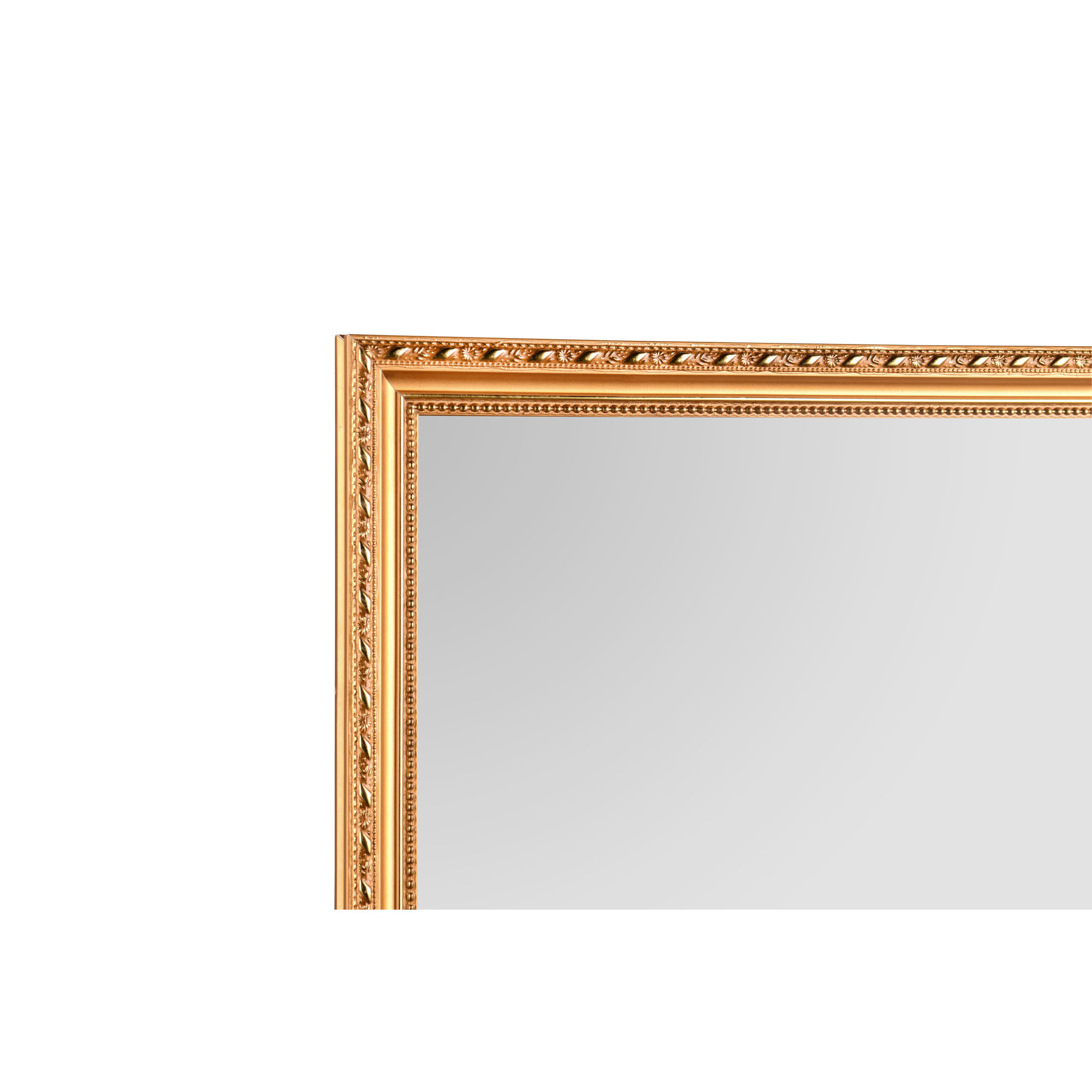 Spiegel Loreley in Gold, als Nahaufnahme von Rahmen und Spiegelkante; Maße ca. 35 x 125 x 2 cm.