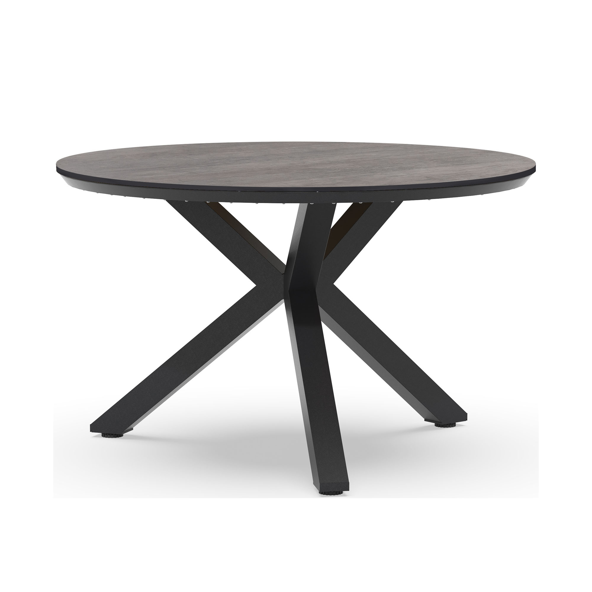 Runder Dining Table mit Gestell in Charcoal-Farbe und Tischplatte in Forest Grey