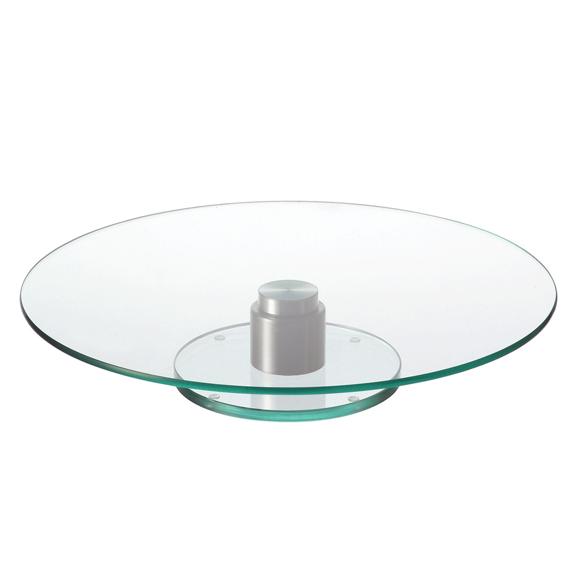 Runde Glas-Tortenplatte mit mittigem Standfuß und klarer Oberfläche