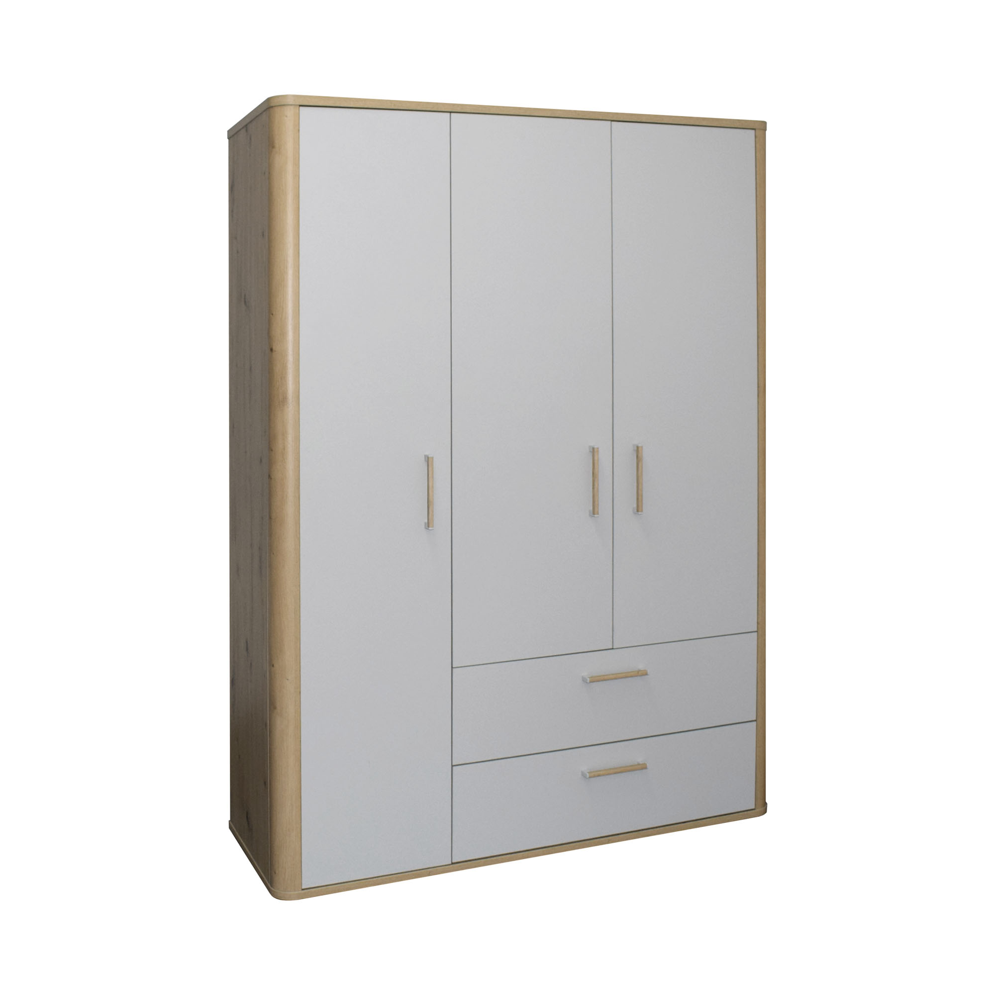 Kleiderschrank asteiche / kreidegrau matt lack NB 138x189x51 cm