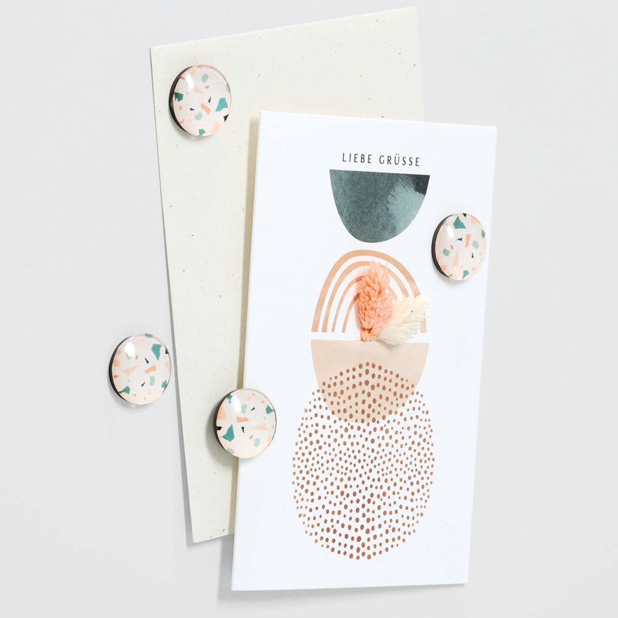 Weitere Ansicht: Zeller Magnet-Set "Terrazzo" 4tlg.; Farbe bunt; Material Kunststoff/Glas; Ausführung: 4-tlg.; Maße ca. D 2,5 × 0,8 cm.