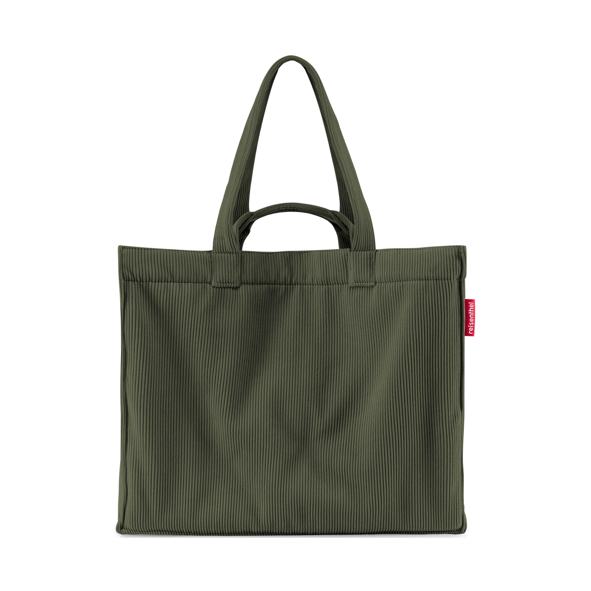Moderner Reisenthel Shopper in Olivgrün mit weichem Cordmaterial und langen Henkeln
