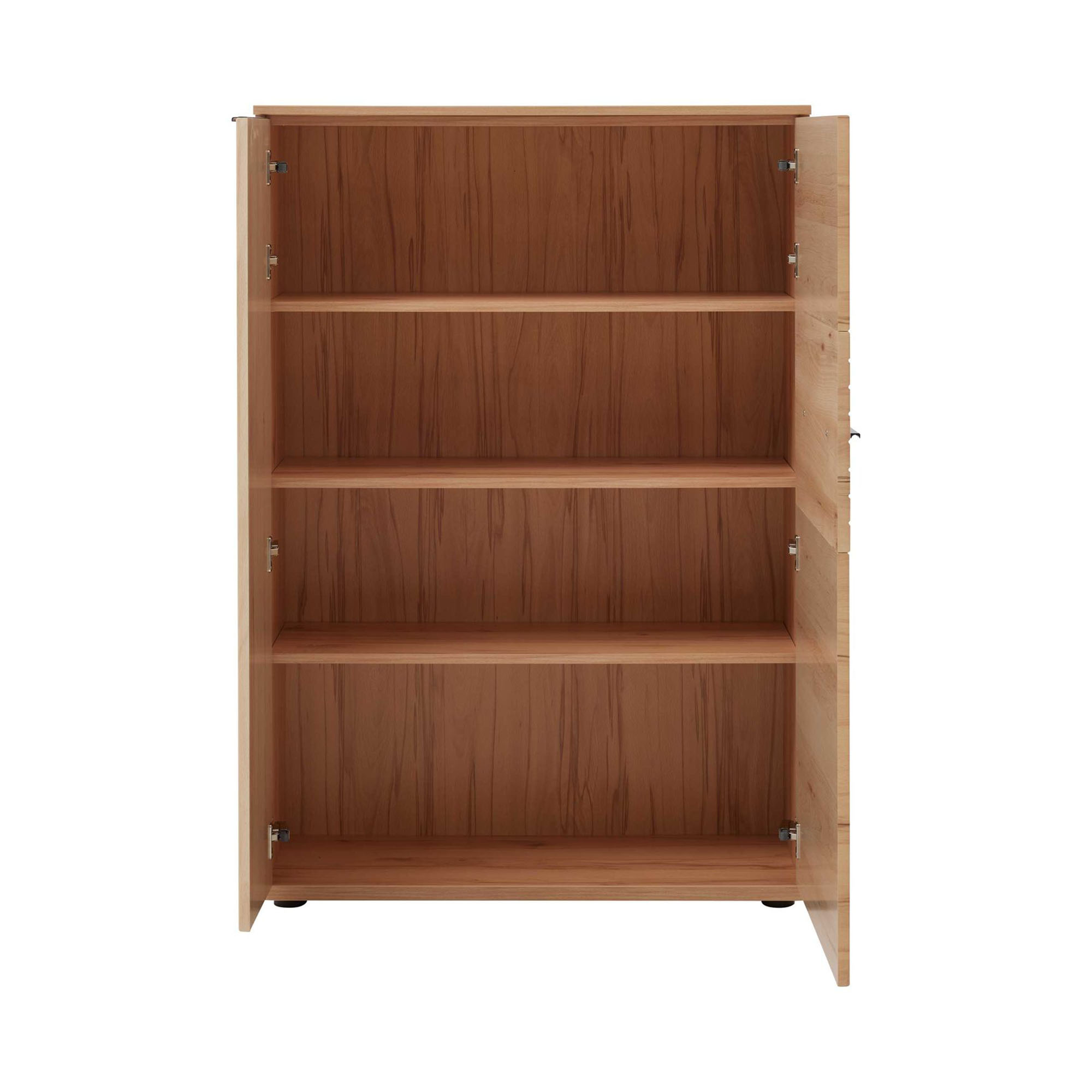 Interliving 2032 Highboard mit geöffneten Türen und mehreren Einlegeböden im Innenraum