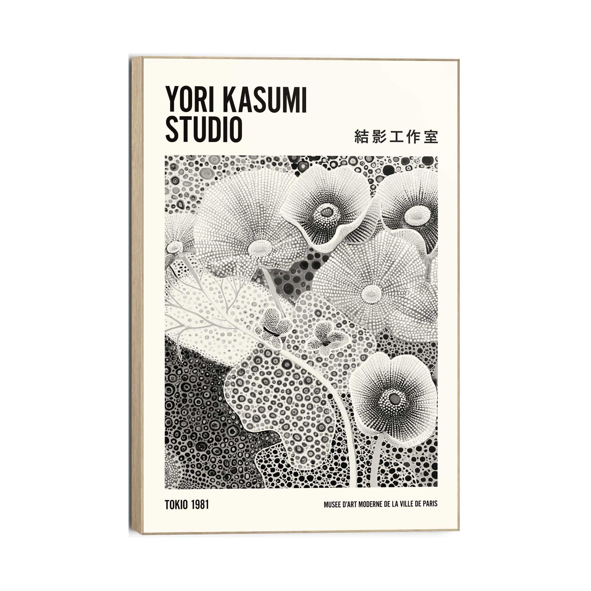 Frontansicht des Wandbilds „Yori Kasumi - black & white“ in Schwarz-Weiß, Größe 90 × 60 cm; das vollständige Motiv ist zu sehen.