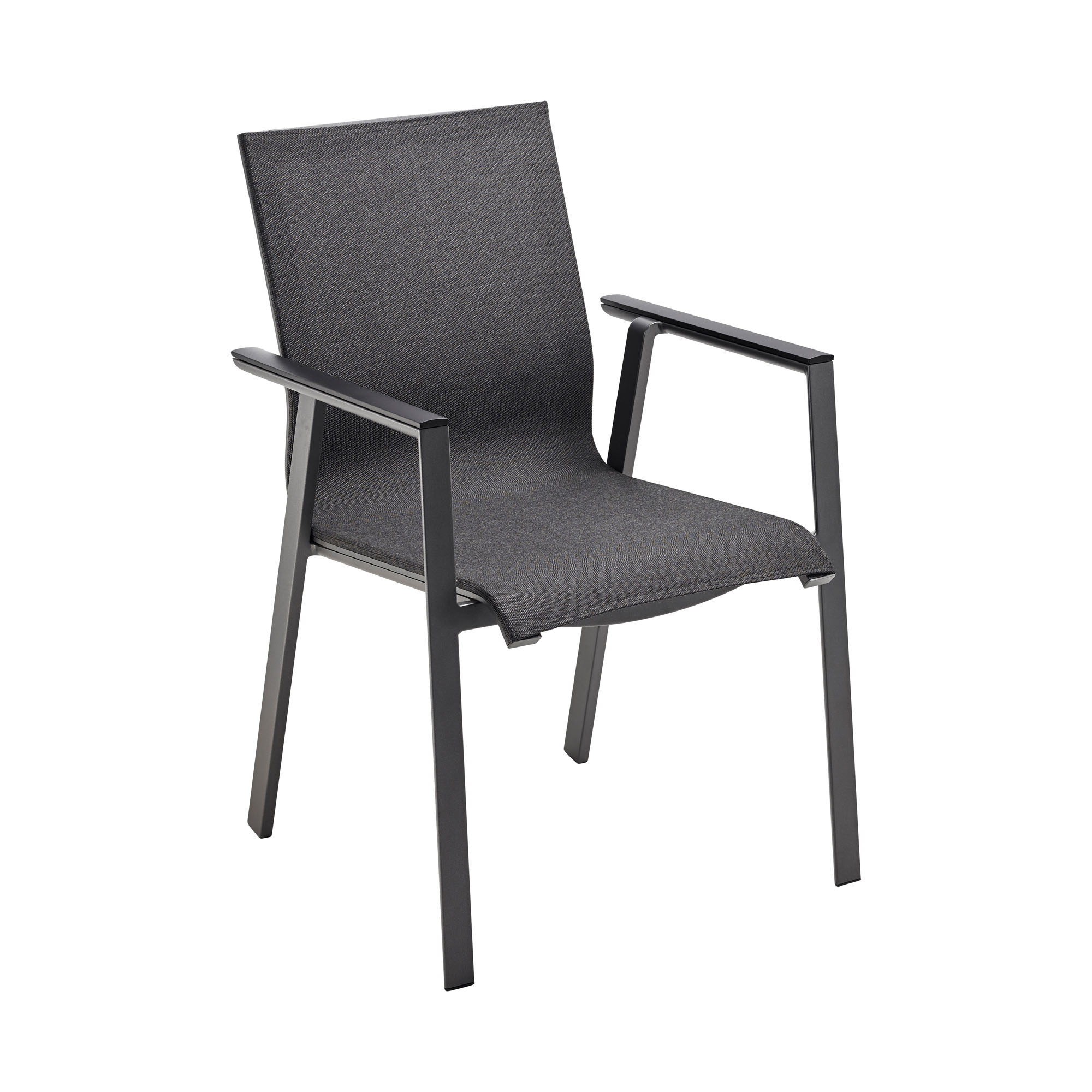 Stapelsessel Alu anthracite mit Alu Armlehnen Onlay black / softex coal