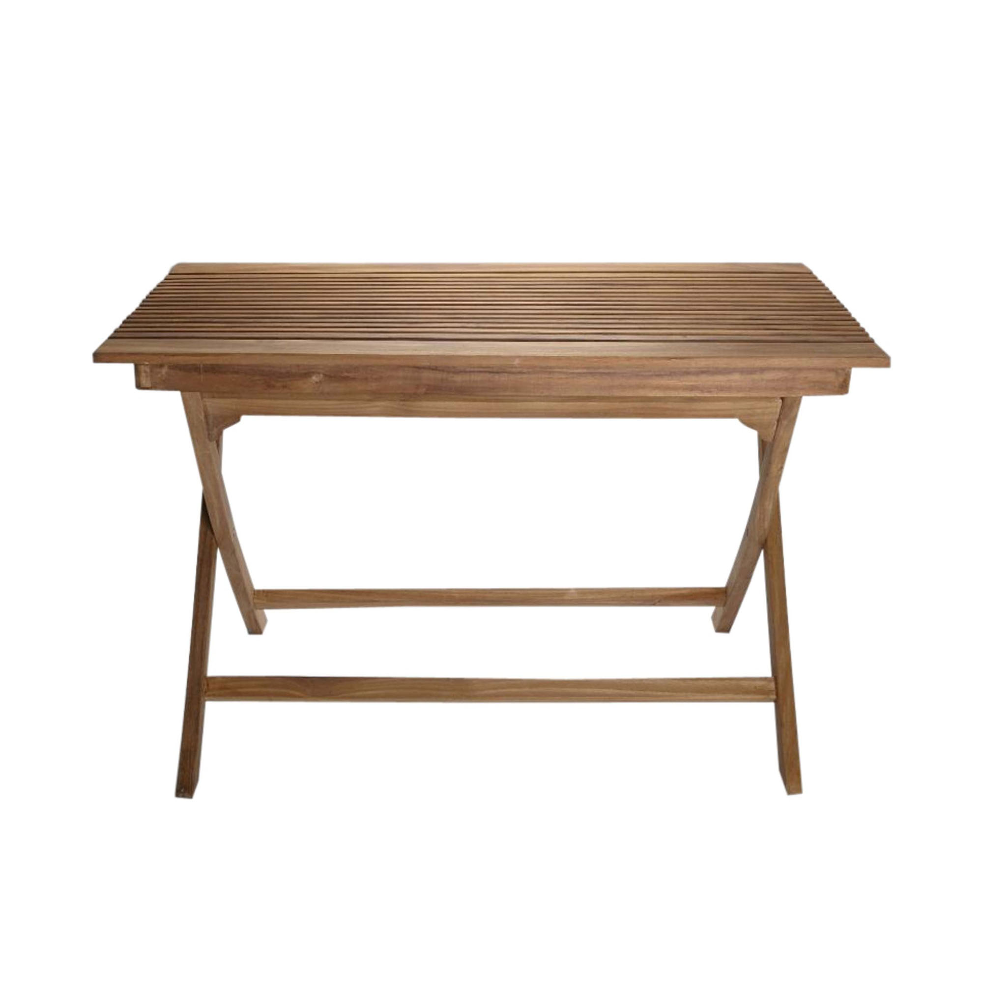 Klapptisch aus Holz freigestellt vor hellem Hintergrund