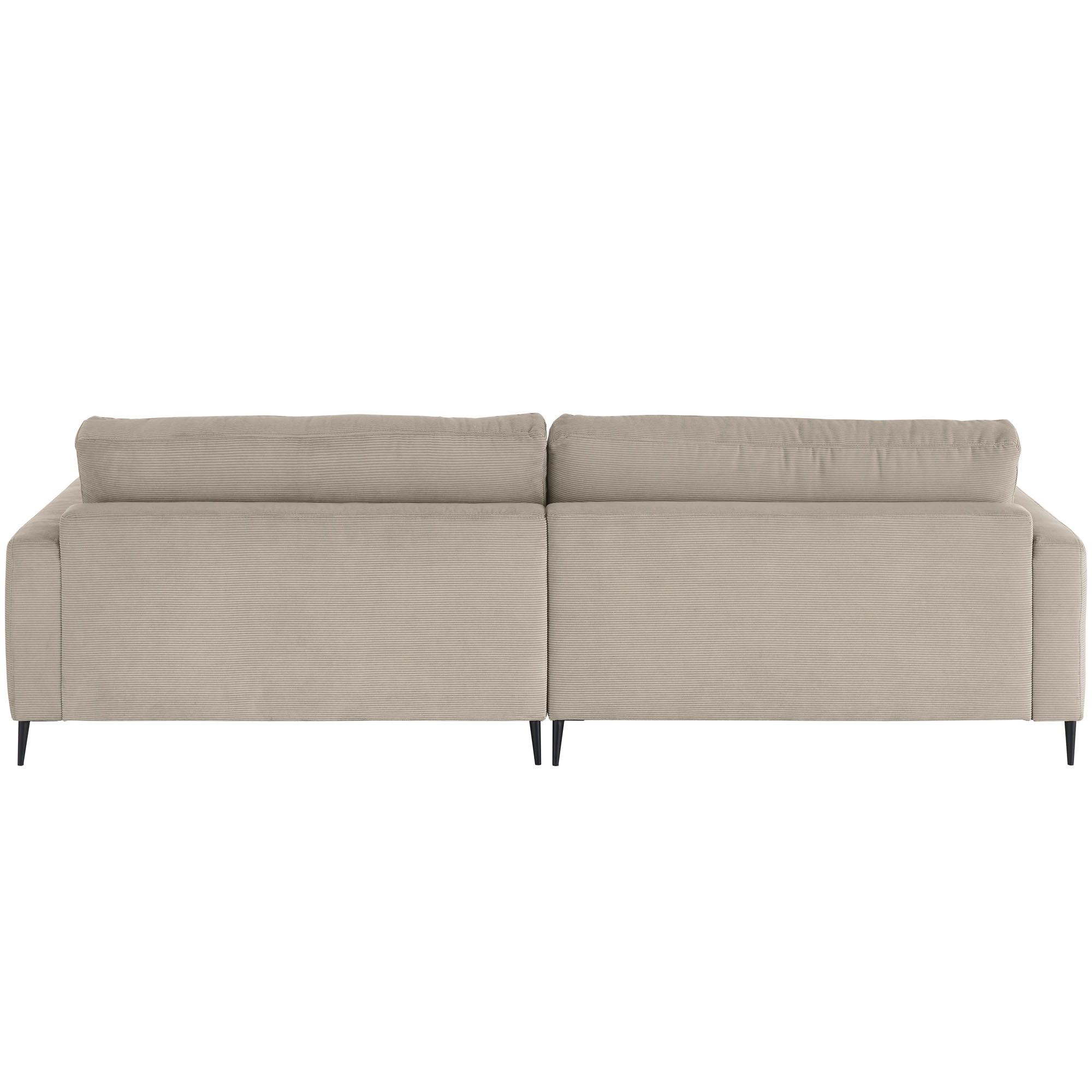 Rückansicht des Ecksofas mit durchgehender Rückenlehne