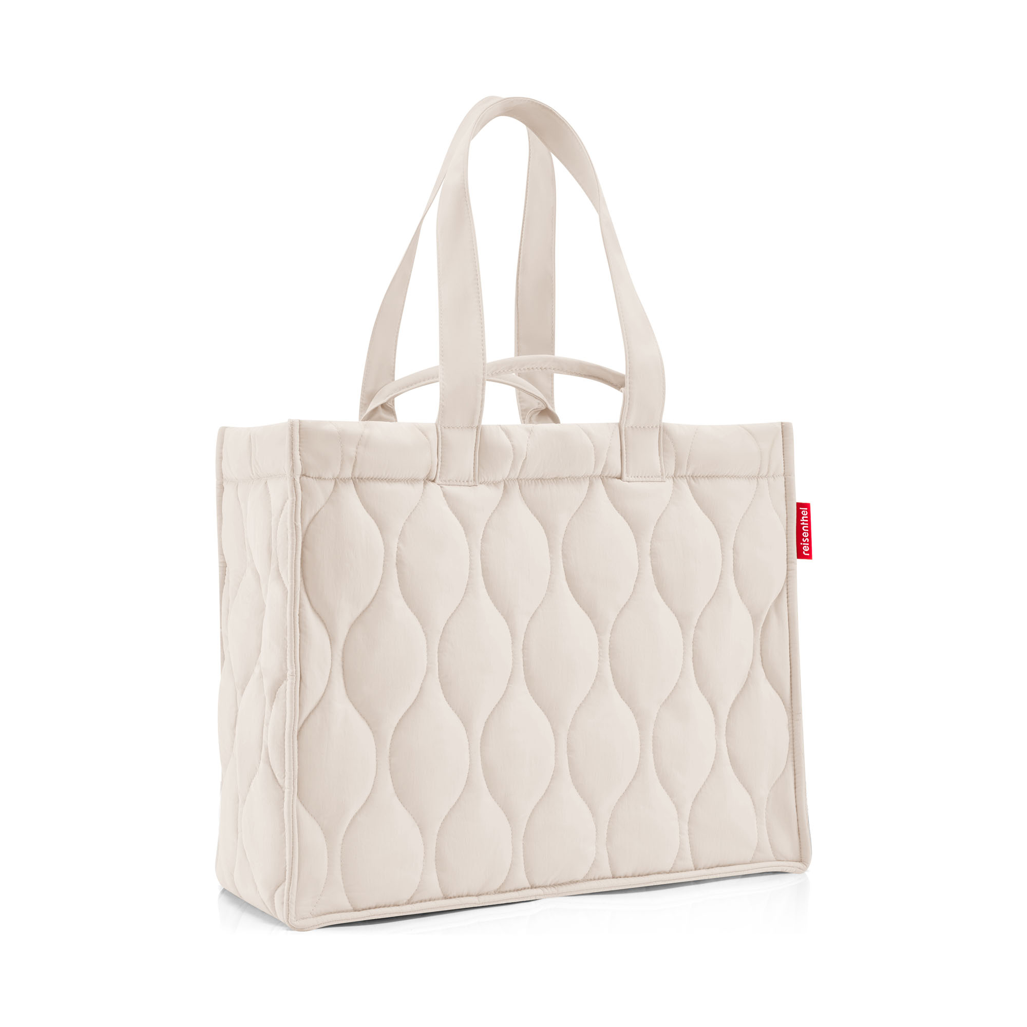 Shopper von Reisenthel, Modell Softshopper, in hellem Steinbeige mit Steppstruktur, frontal mit langen und kurzen Tragegriffen