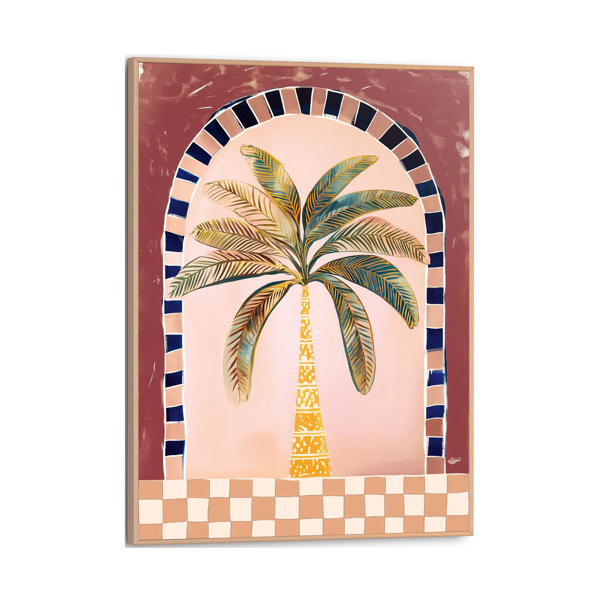 Frontansicht des Wandbilds „Boho Palm“ in Mehrfarbig, Größe 30 × 40 cm; das vollständige Motiv ist zu sehen.