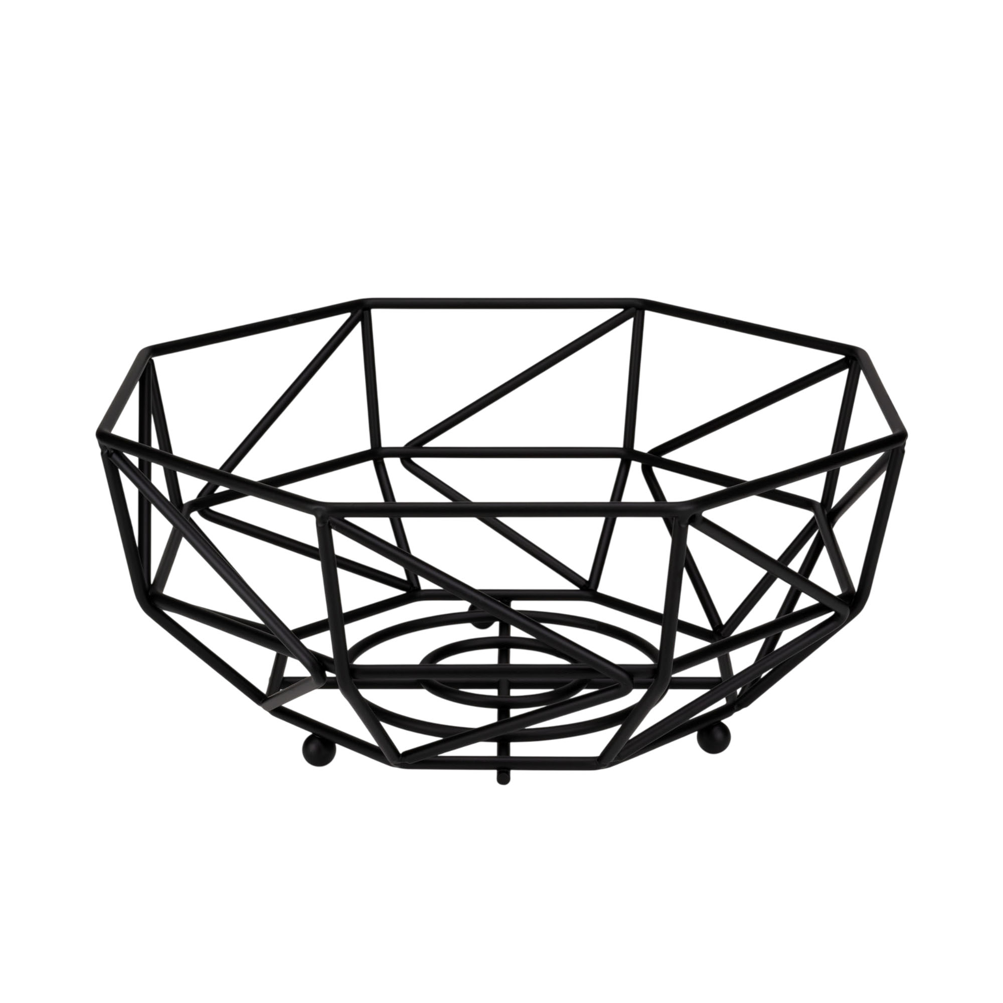 Obst-/Dekokorb 29 cm Life Style: schwarze geometrische Drahtschale mit kantigem Strebenmuster in Frontansicht.