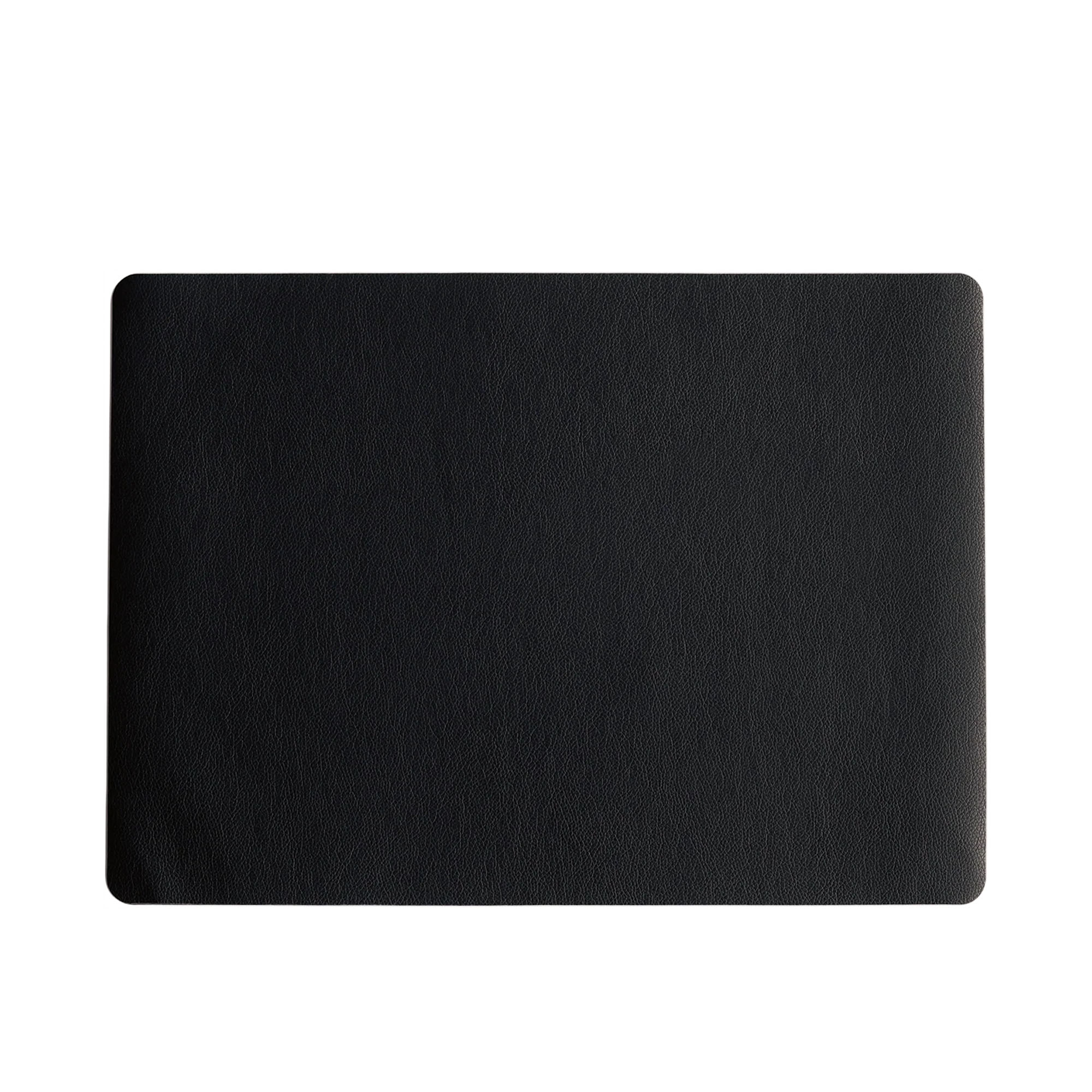 Tischset der Serie Leather Optic, Farbe Schwarz matt; rechteckig ausgelegt, Oberflächenstruktur sichtbar.