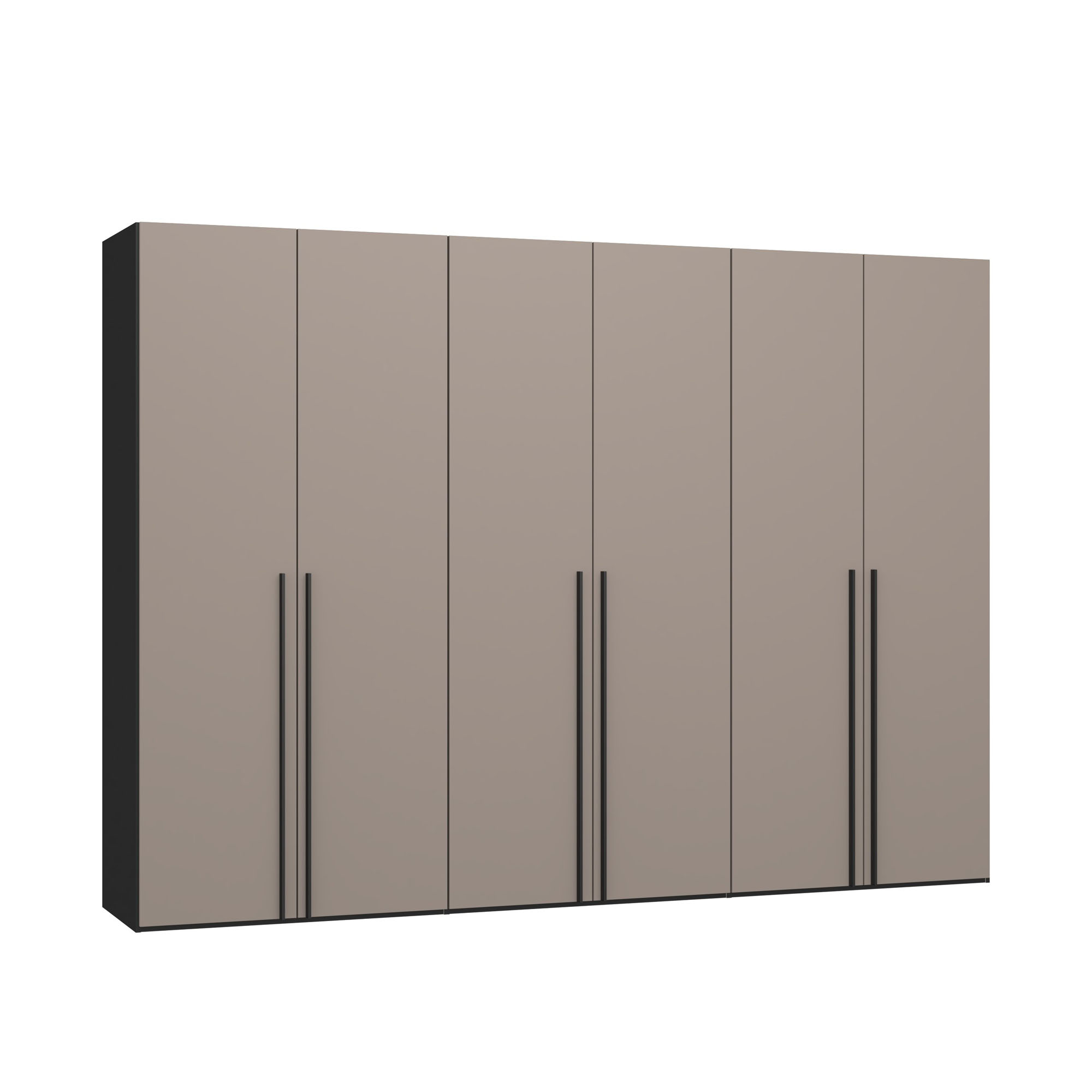 Sechstüriger Kleiderschrank mit glatten Fronten und vertikalen Griffleisten