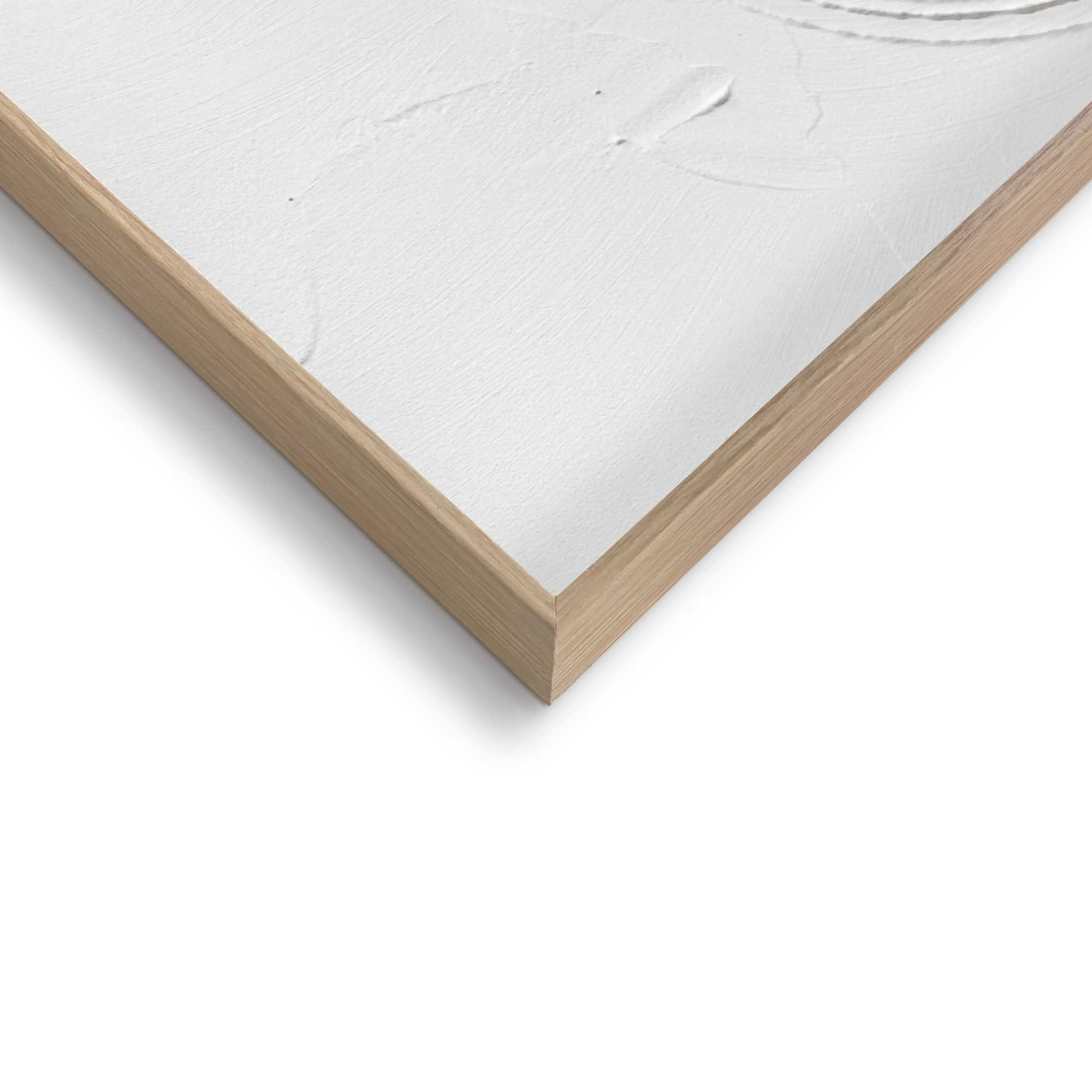 Detailaufnahme einer Ecke des Wandbilds „Sharp“, 30 × 40 cm; Oberfläche, Kante und Materialstärke sind sichtbar.