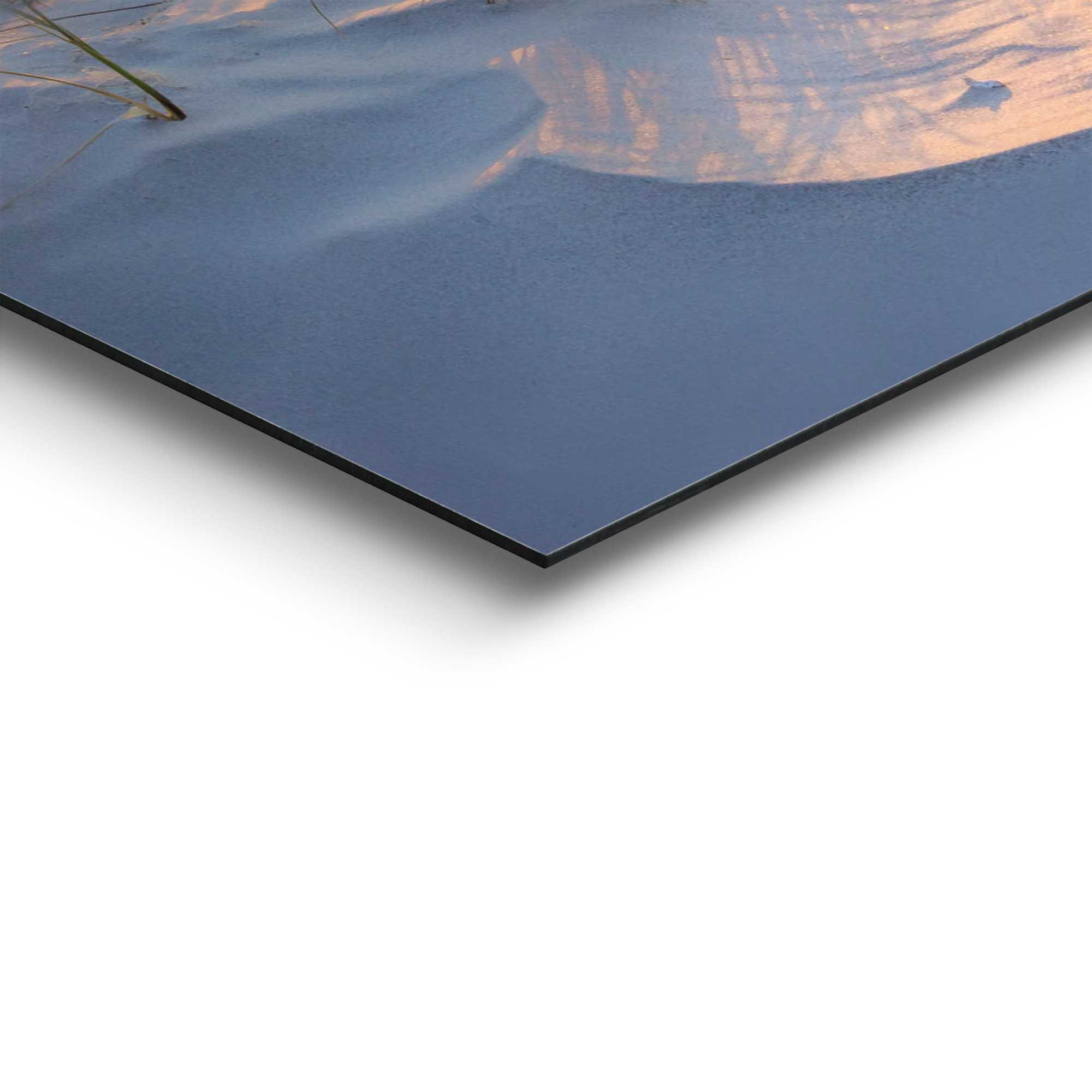 Detailaufnahme einer Ecke des Wandbilds „Golden Hour“, 40 × 50 cm; Oberfläche, Kante und Materialstärke sind sichtbar.