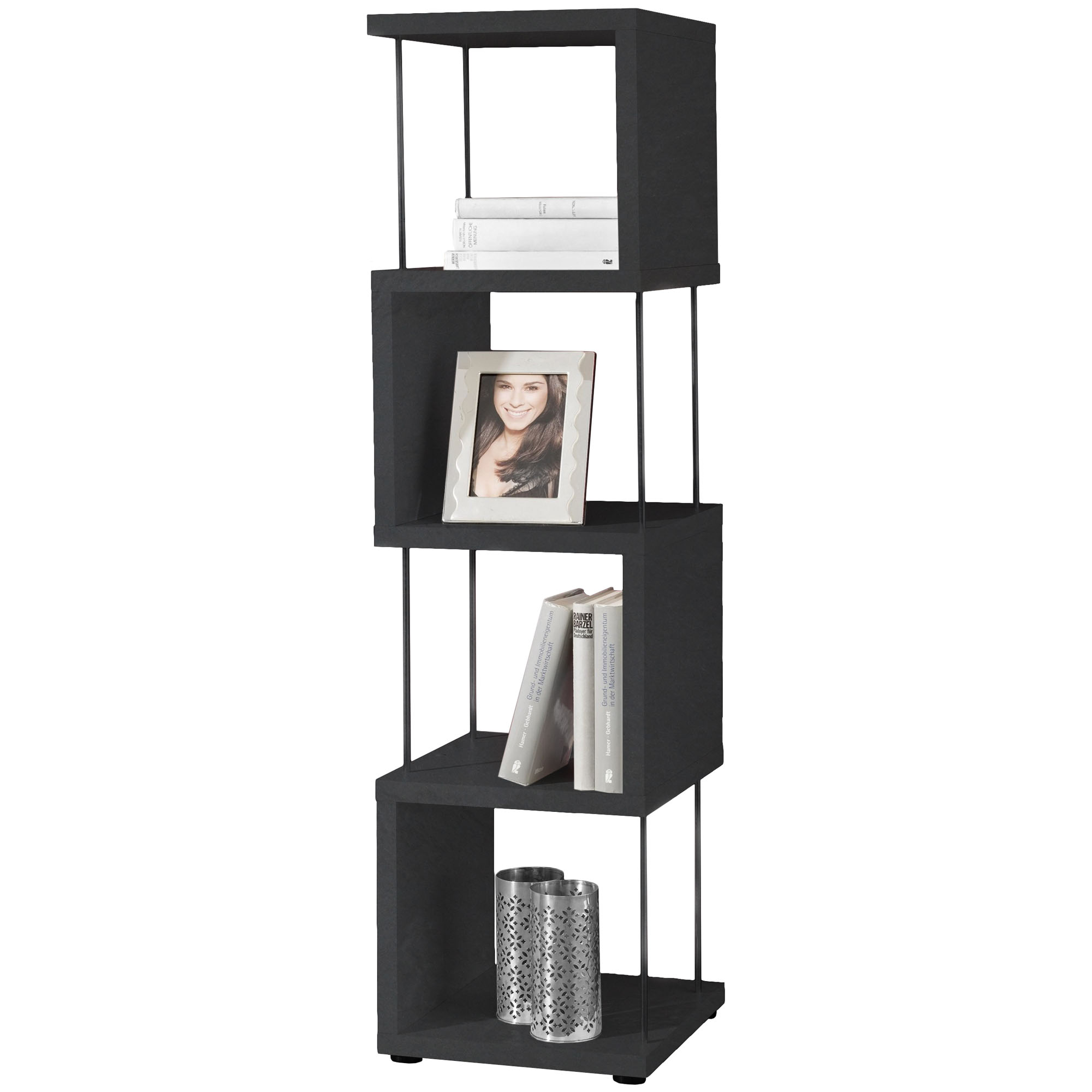 Standregal schwarzstahl 33x126x33 cm