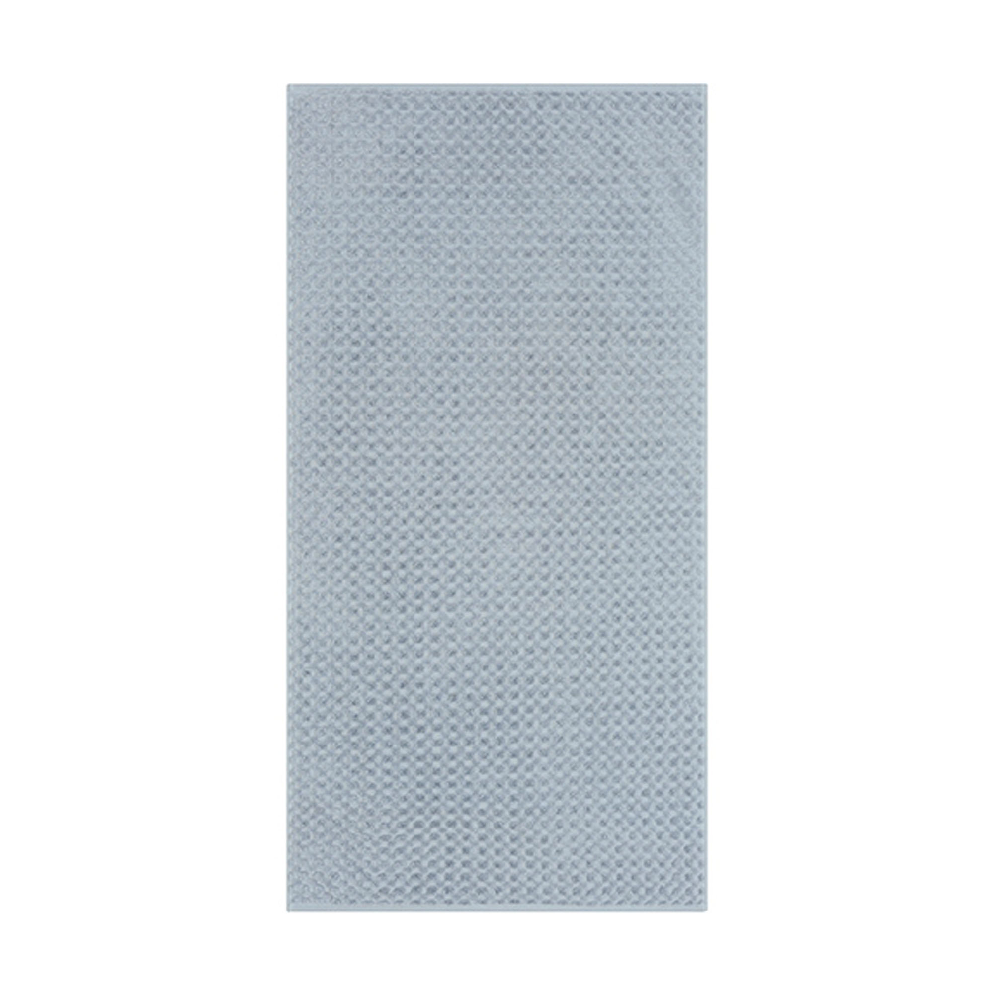 Gästetuch in der Farbe Sturmblau, flach auf weißem Hintergrund gezeigt; die fein geometrisch strukturierte Oberfläche ist über die gesamte Fläche sichtbar.