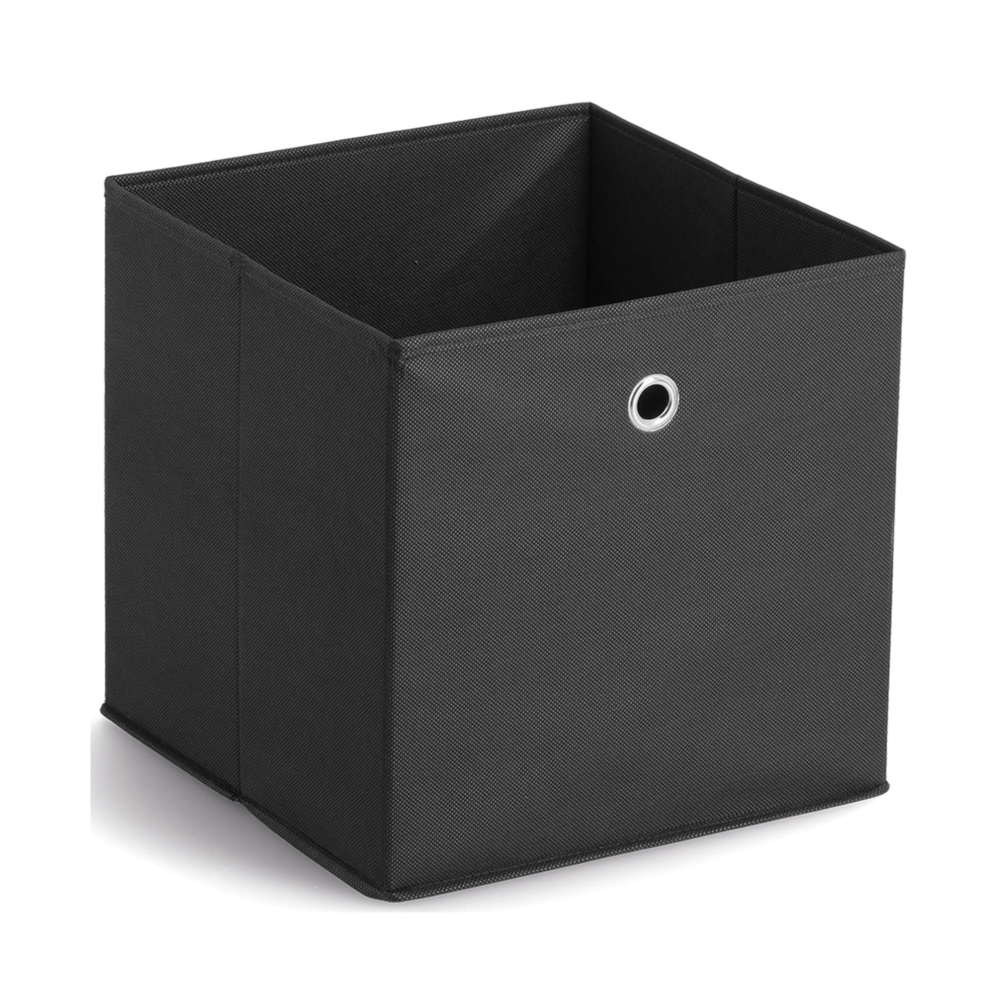 Schwarze Aufbewahrungsbox aus Vlies mit verchromten Details