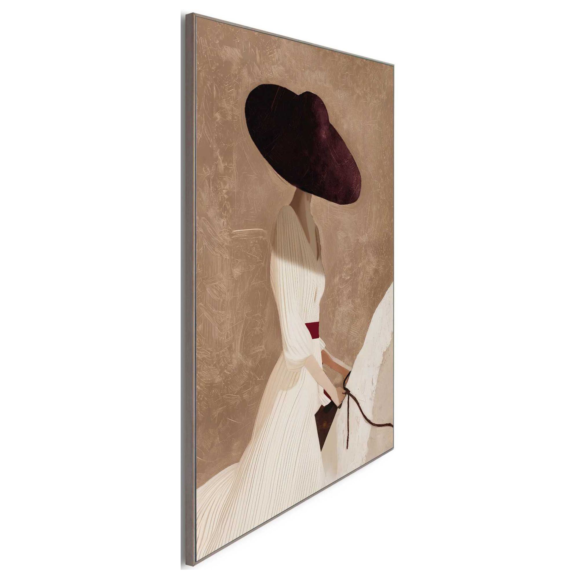 Seitliche Schrägansicht des Wandbilds „Elegant Rider“, 50 × 70 cm; Profil, Kante und Tiefe des Bildes sind erkennbar.