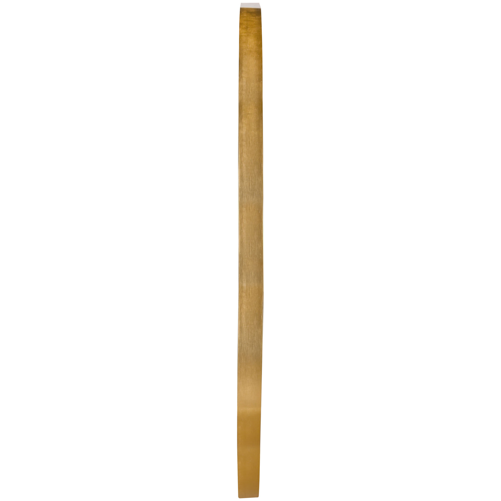 Spiegel Britta in Gold, in schmaler Seitenansicht, sodass Rahmenprofil und Tiefe erkennbar sind; Maße ca. 70 x 170 x 2,8 cm.