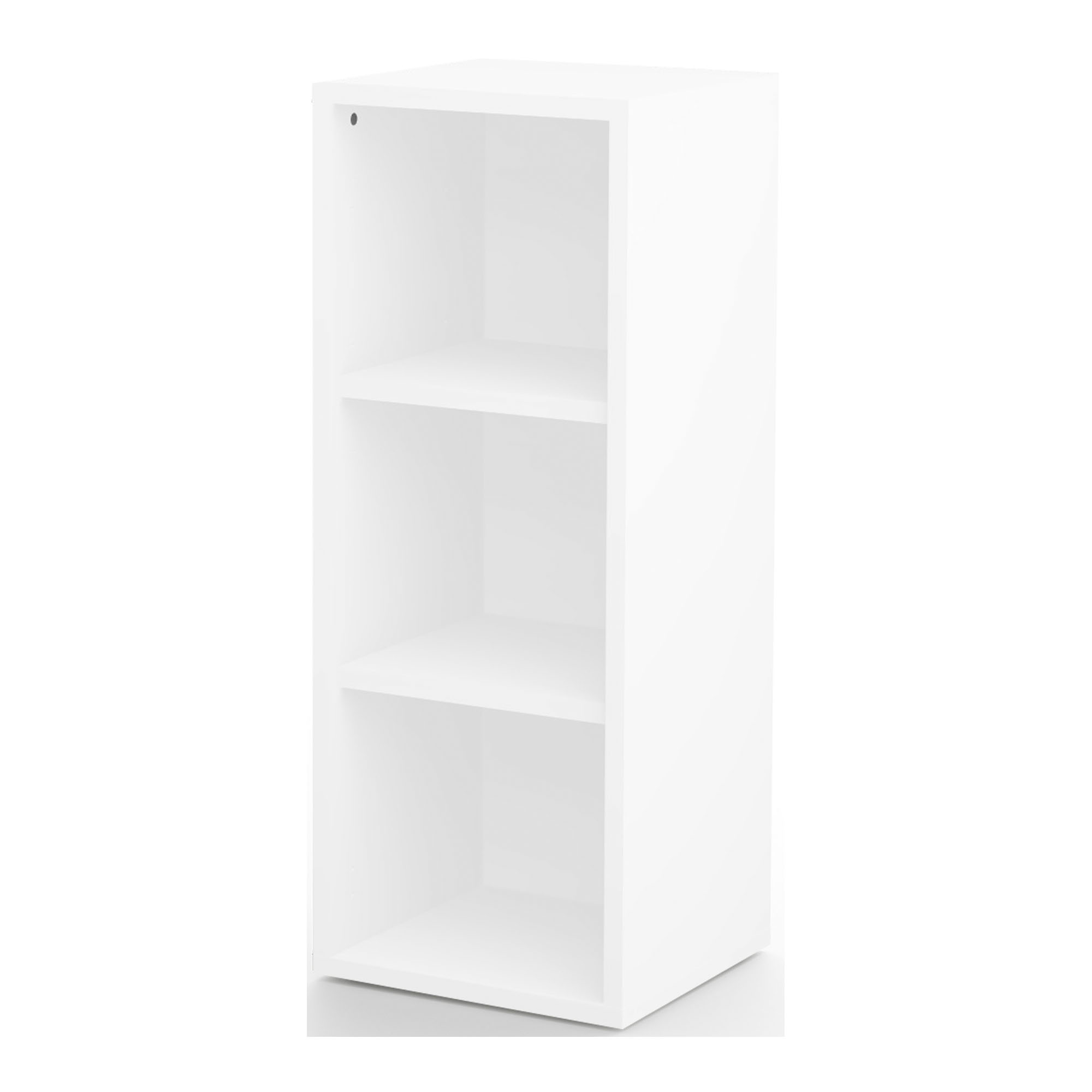 Schmales weißes Regal mit zwei Einlegeböden, schlichtes Design, ideal für Büro, Akten oder Dekoration