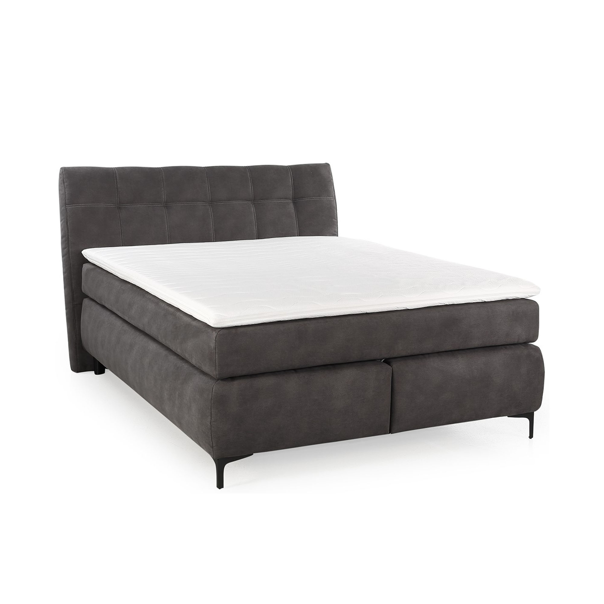 Boxspringbett mit Liegefläche 140×200 cm in Dunkelgrau