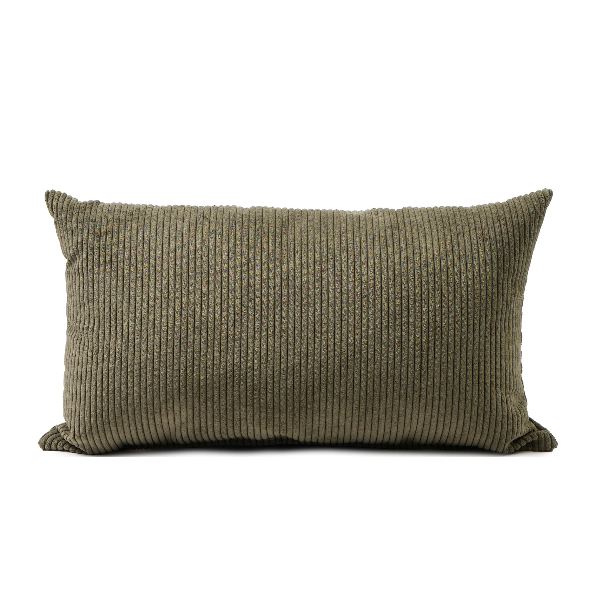 Rechteckiges Komplettkissen Modell Capri in Dunkelgrün, ca. 30 × 50 cm.