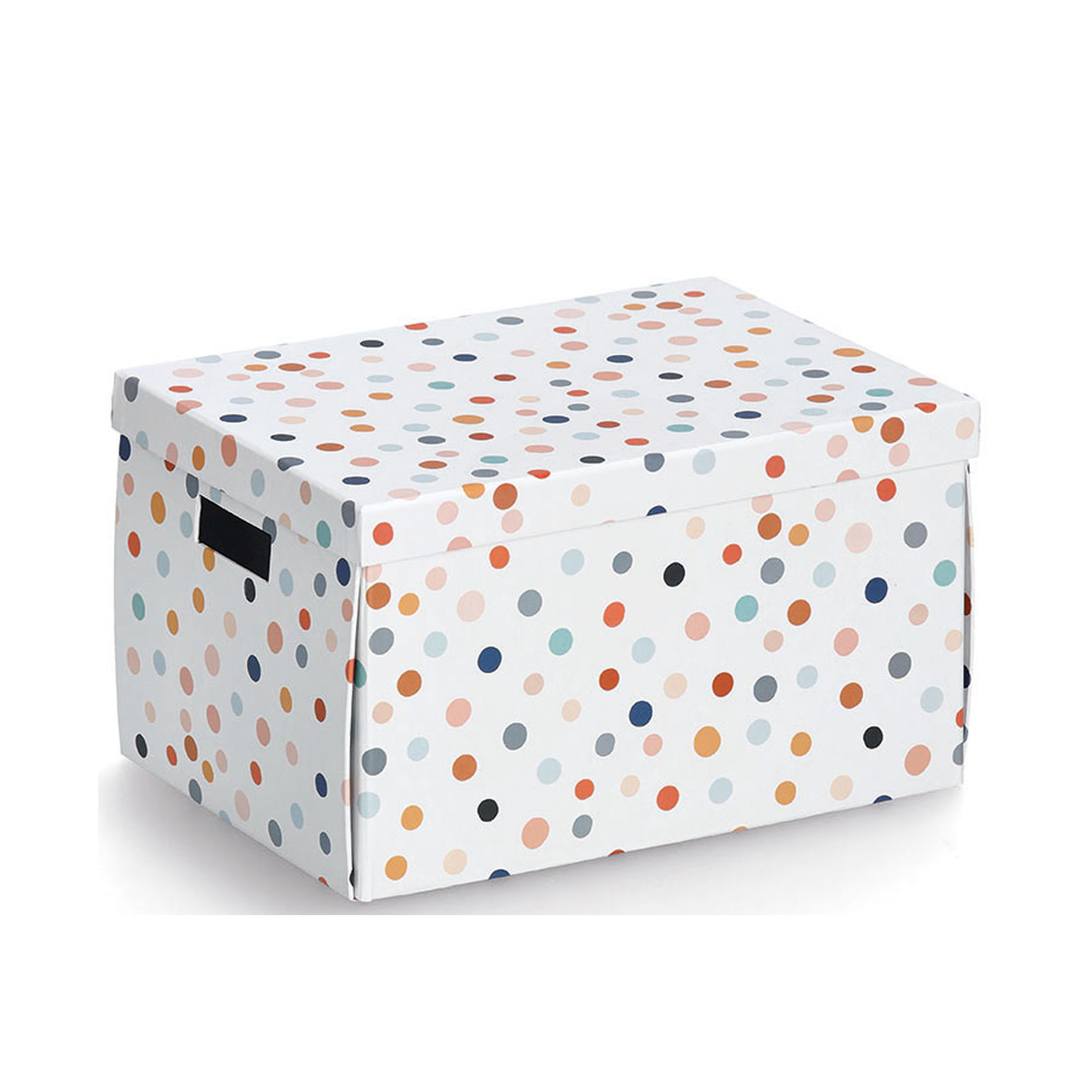 Zeller Aufbewahrungsbox "Dots"; Farbe bunt; Material recycelter Karton; Maße ca. 25 × 35 × 20 cm.