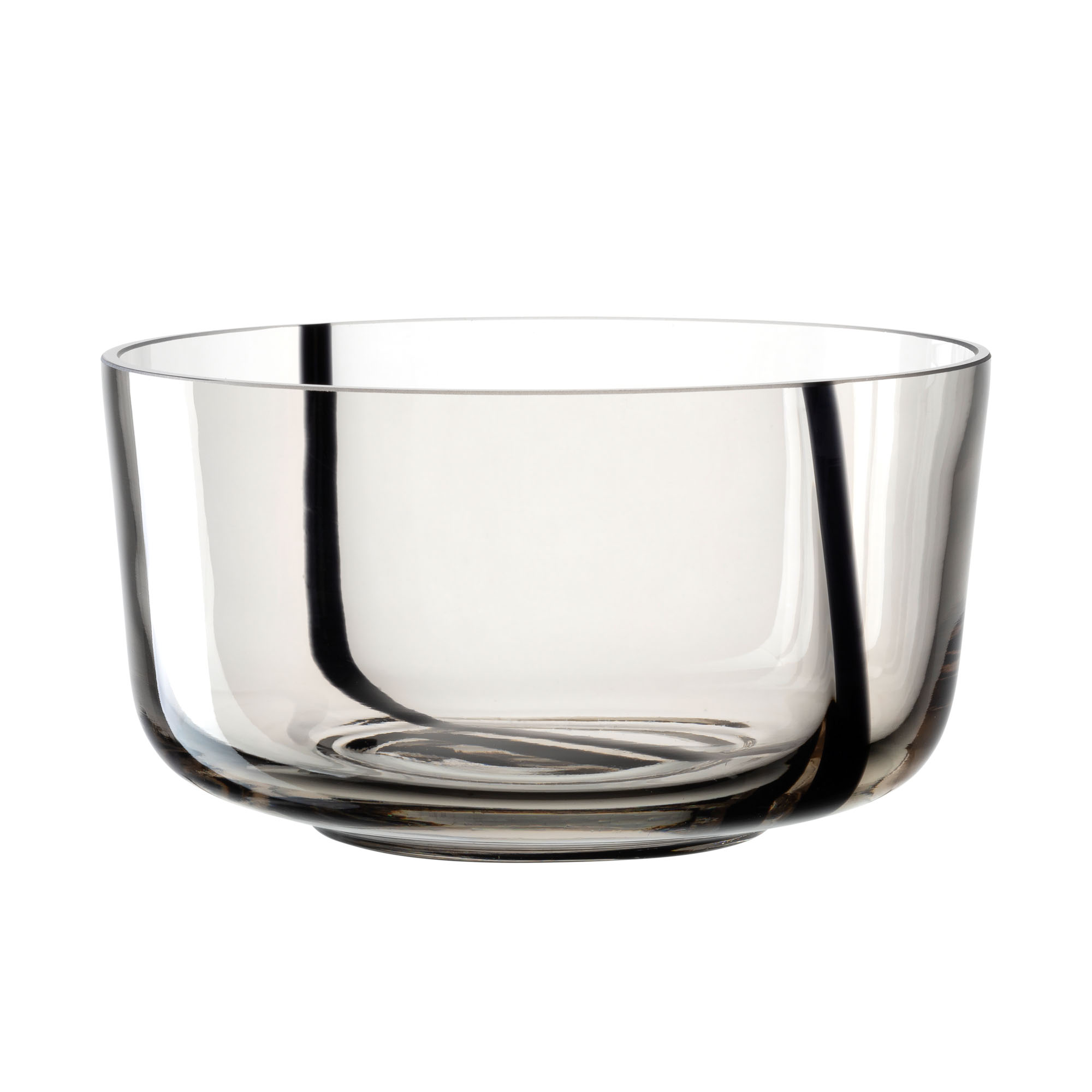 Runde Glasschale mit leicht getöntem Glas in moderner Optik
