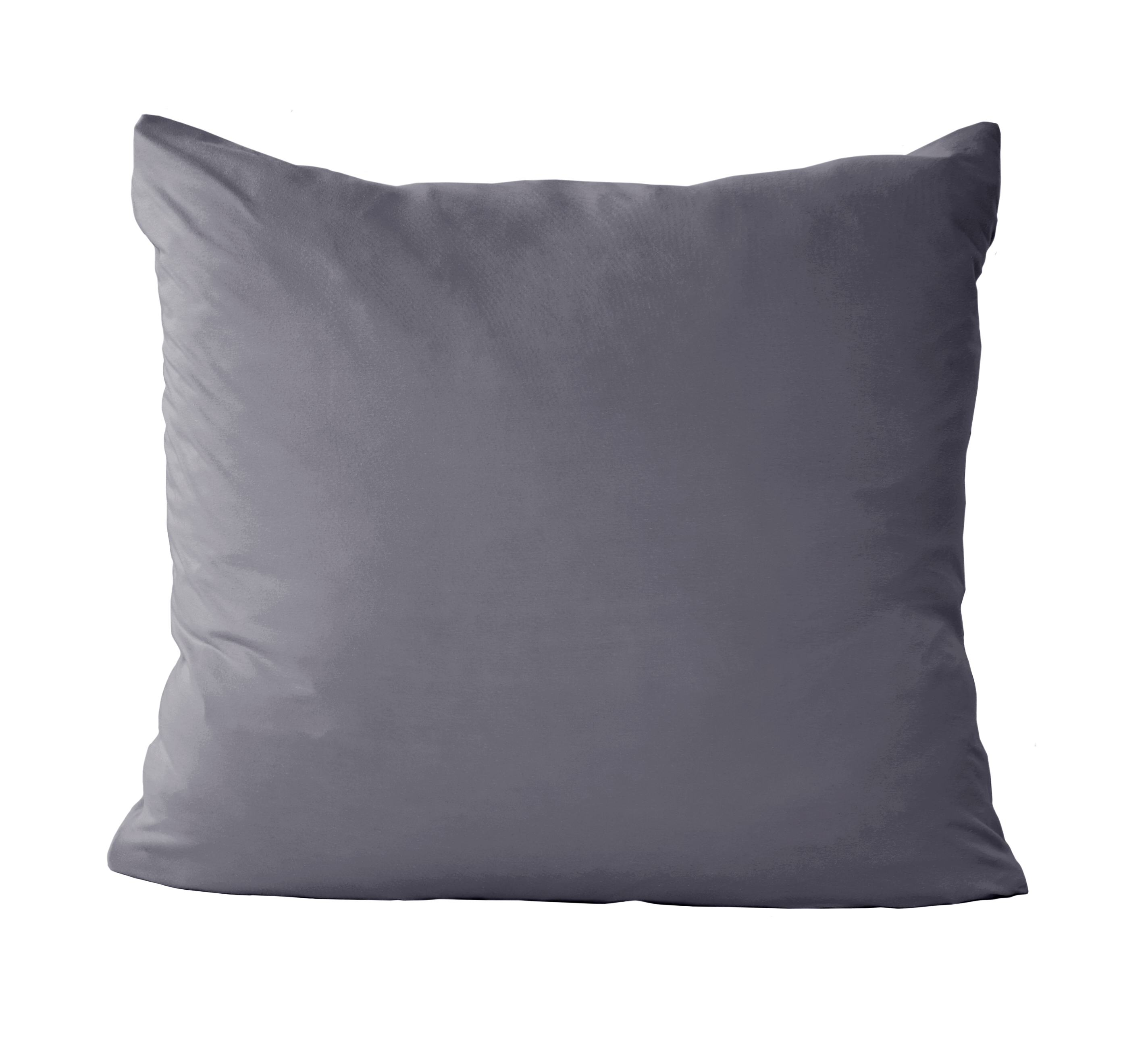 Quadratischen Kissen mit Bezug in Anthrazit, vollständig in frontaler Ansicht vor weißem Hintergrund dargestellt; Größe 80 x 80 cm.