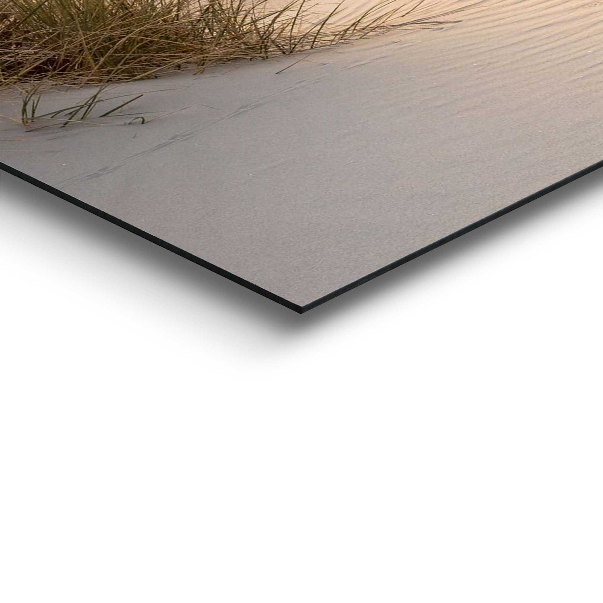 Detailaufnahme einer Ecke des Wandbilds „Beautiful Dunes“, 40 × 50 cm; Oberfläche, Kante und Materialstärke sind sichtbar.