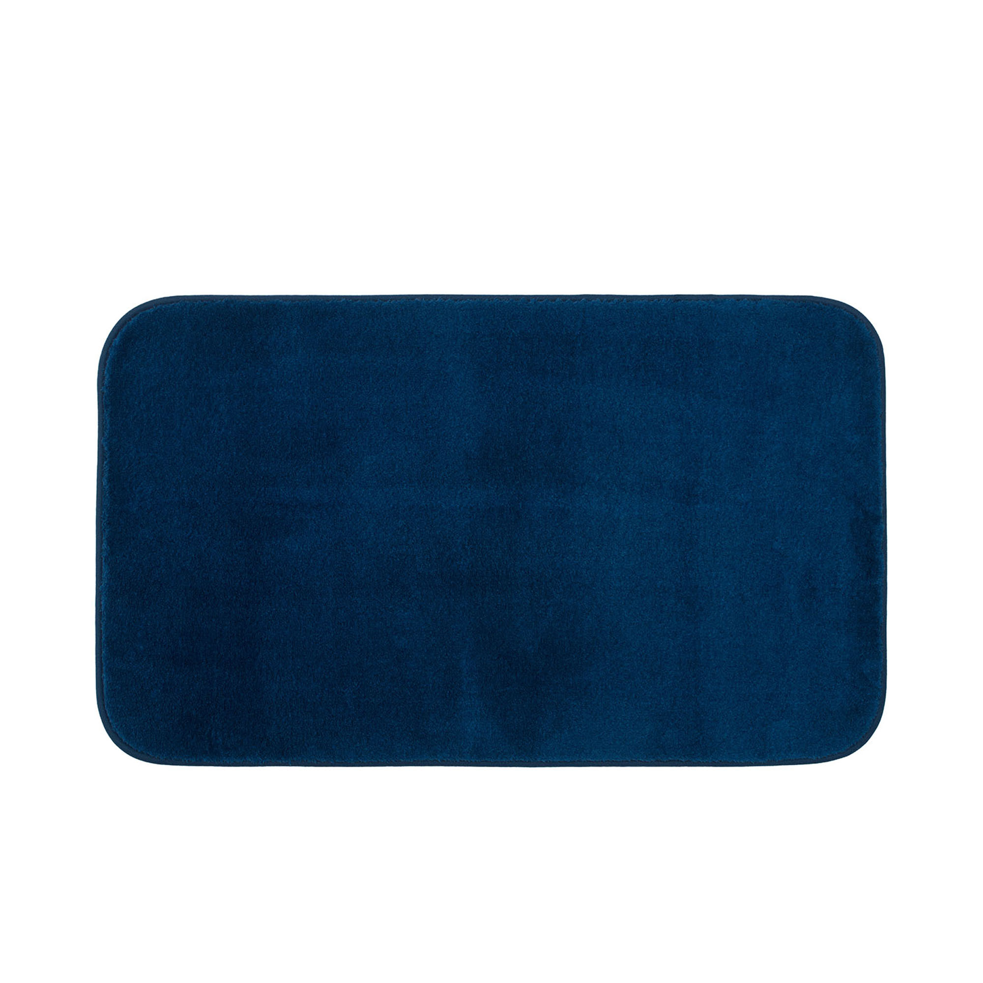 Rechteckiger Badteppich Modell RIO Premium in Dunkelblau, ca. 70 × 120 cm.