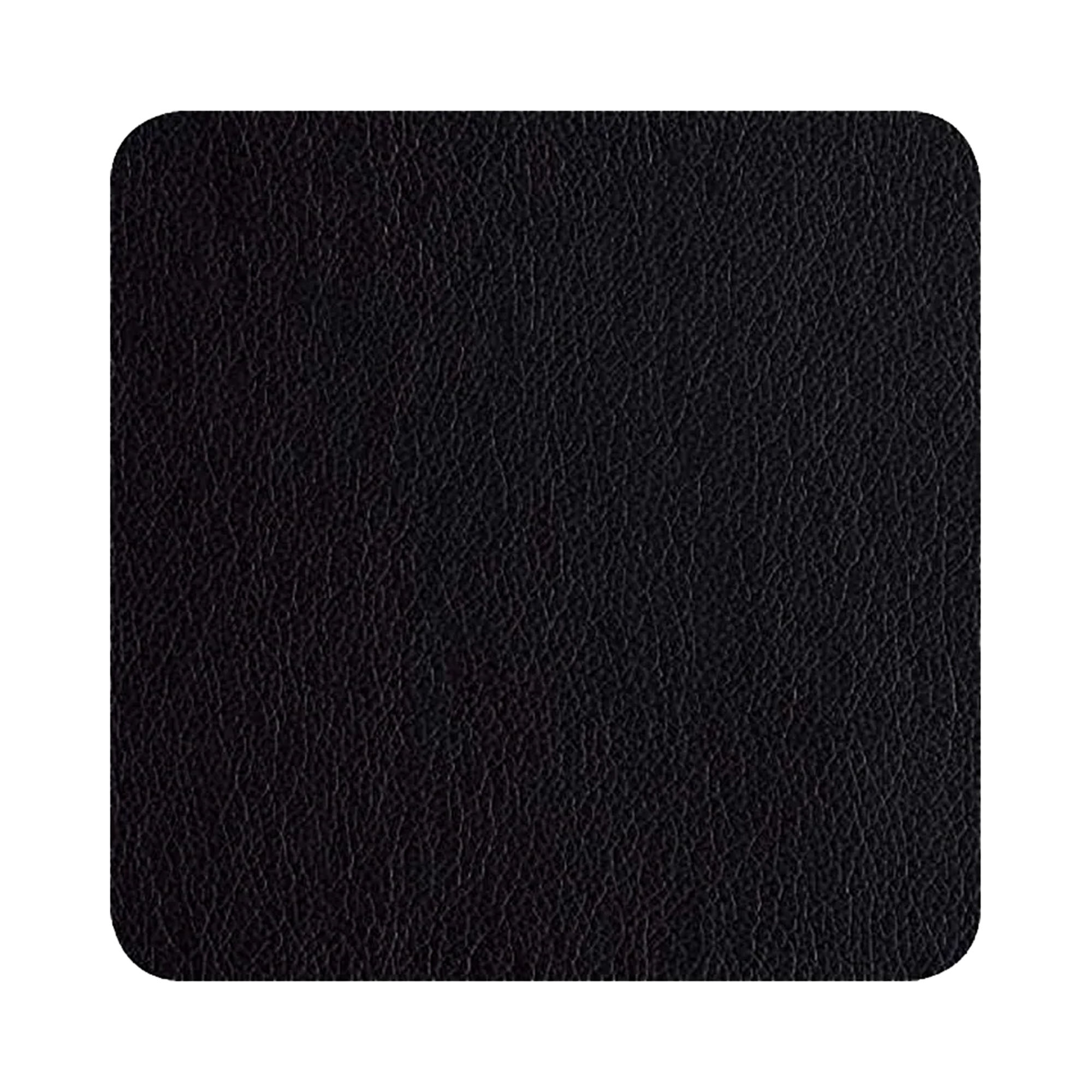 4er Set Untersetzer der Serie Leather Optic, Farbe Schwarz matt; flache Produktansicht mit sichtbarer Oberflächenstruktur.