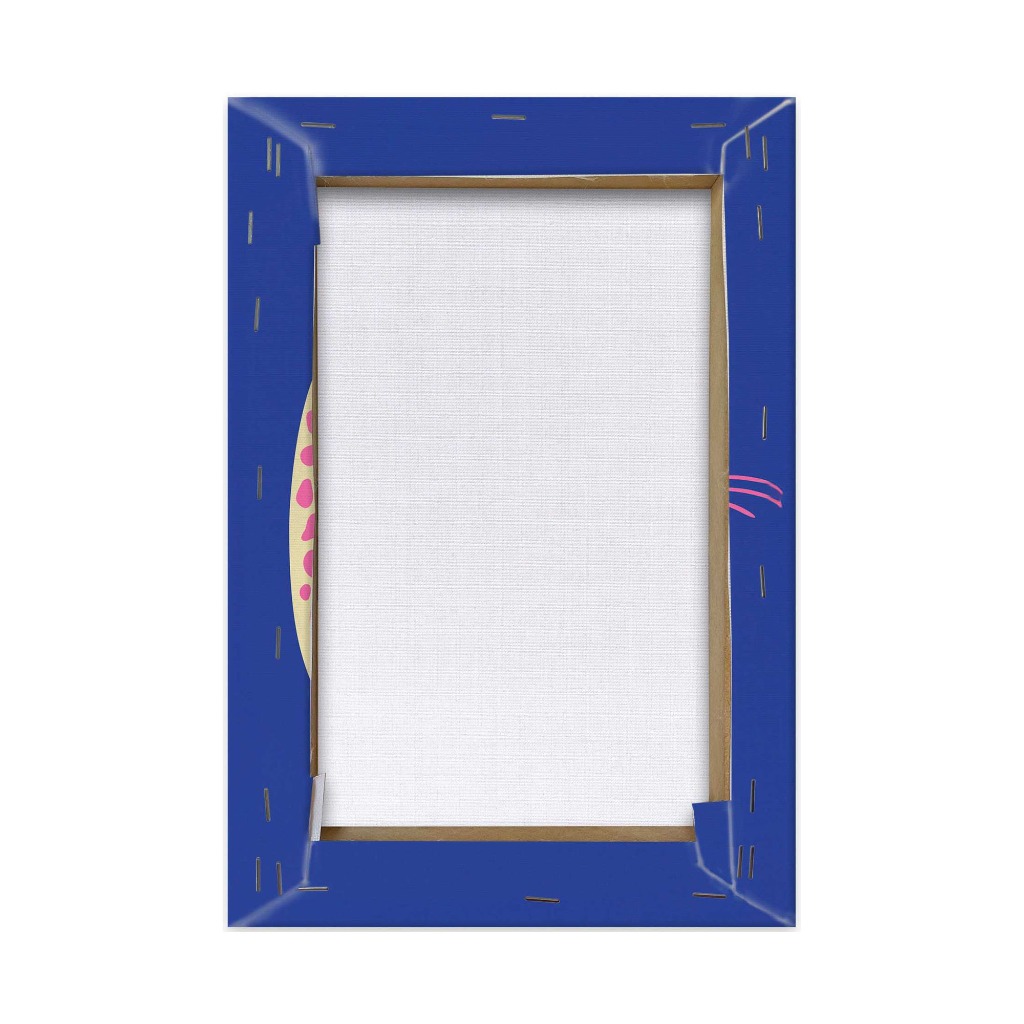 Rückansicht des Wandbilds „Blue Pink Cat“, 20 × 30 cm; sichtbar sind Rückwand und rückseitige Konstruktion.