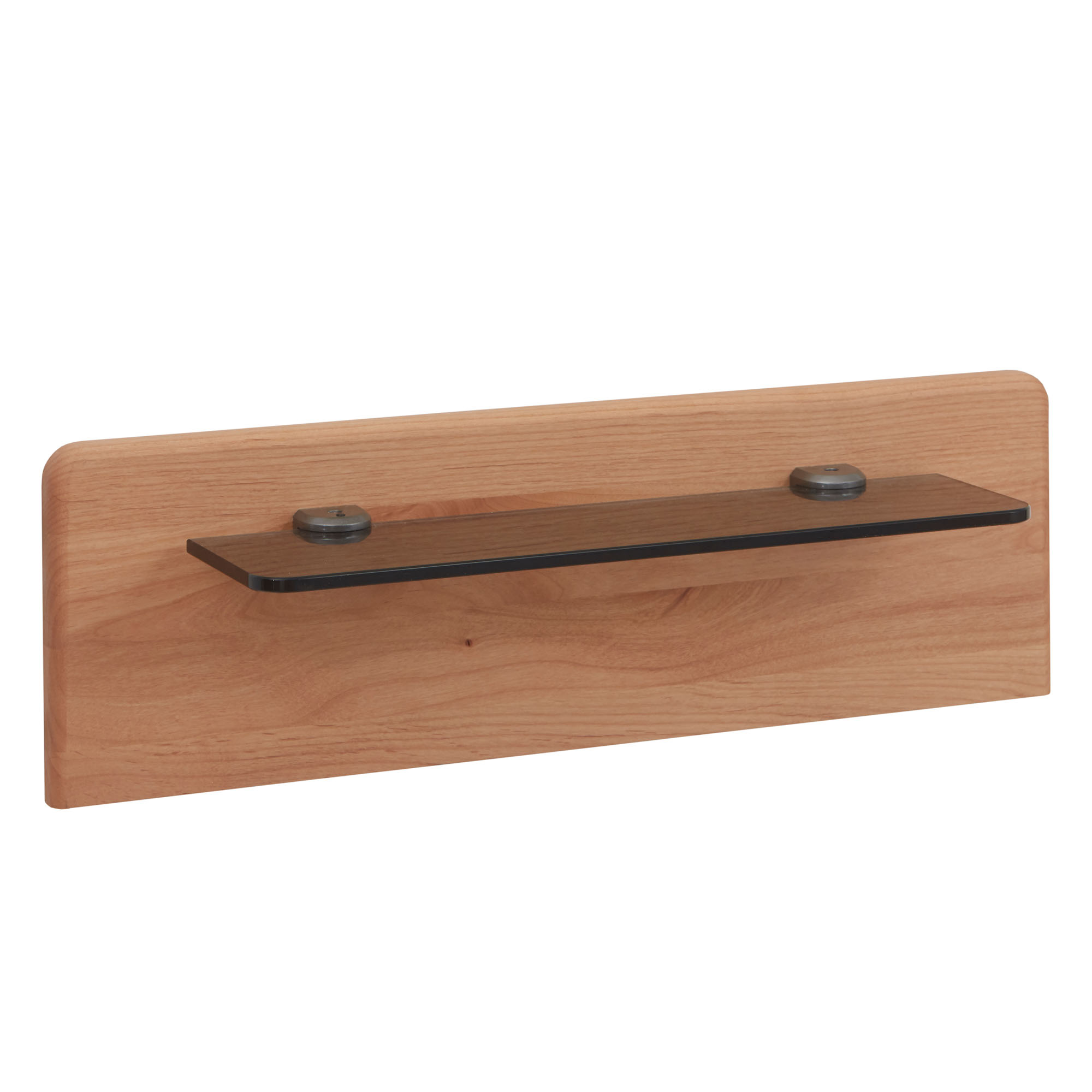 Wandboard in natürlicher Holzoptik mit schmaler Ablagefläche und sichtbaren Befestigungselementen in dunkler Ausführung