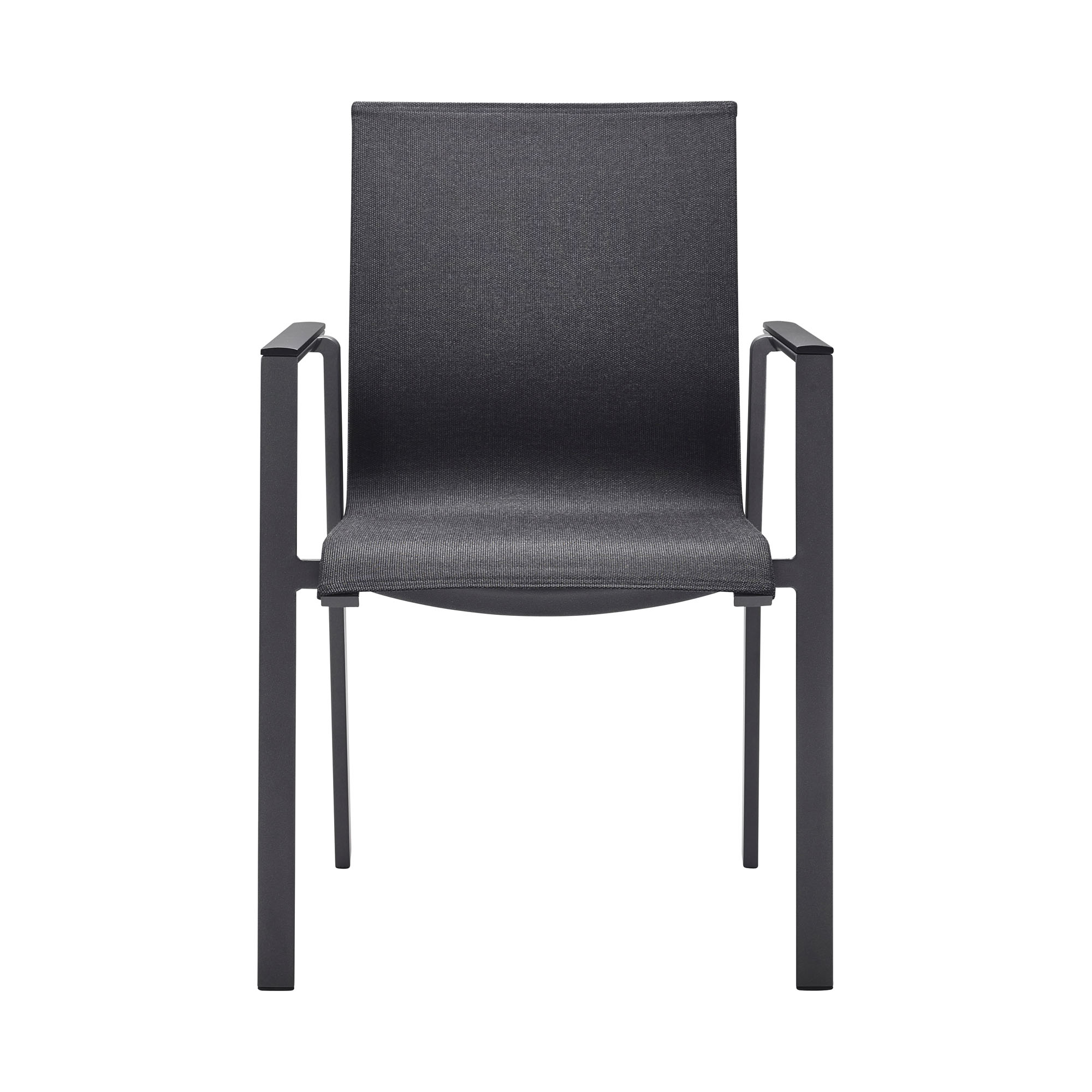 Stapelsessel Alu anthracite mit Alu Armlehnen Onlay black / softex coal