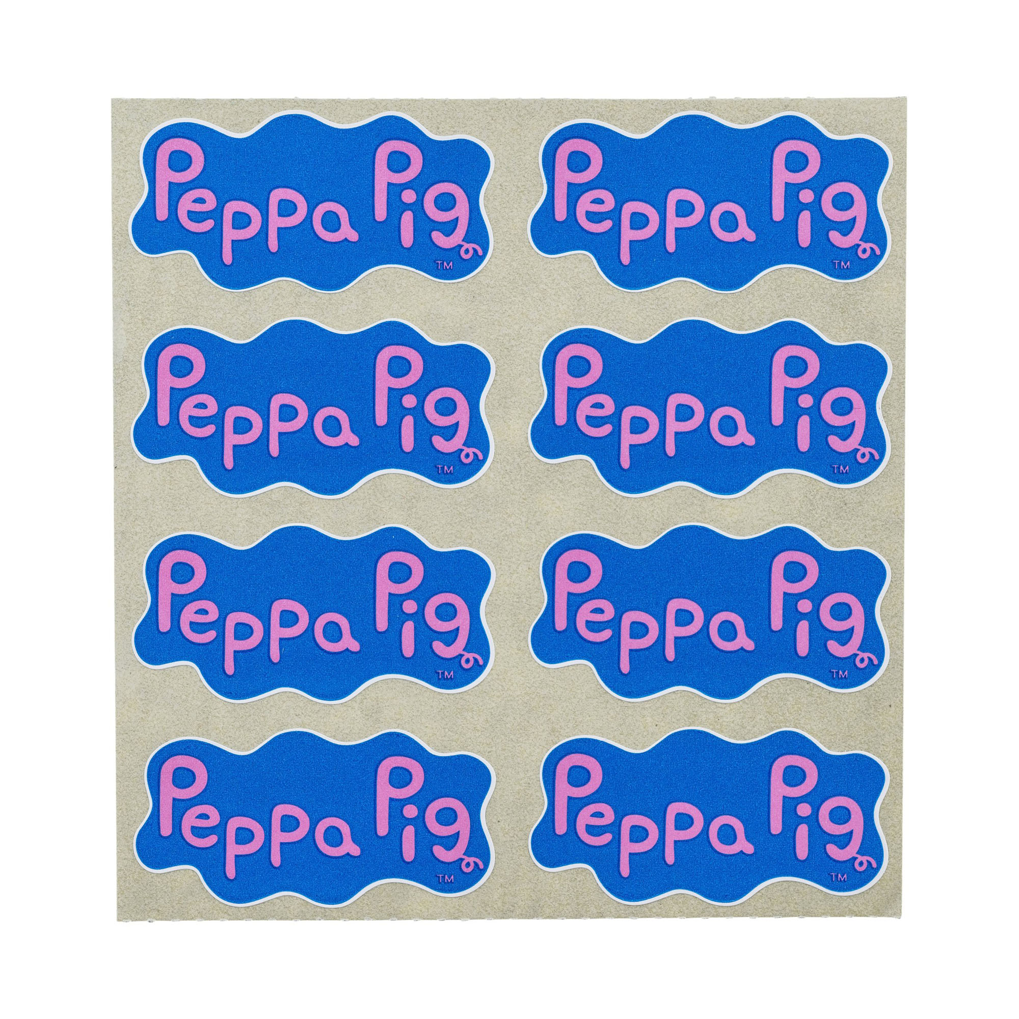 Stickerbogen mit mehreren Peppa Pig Logos in Blau und Pink