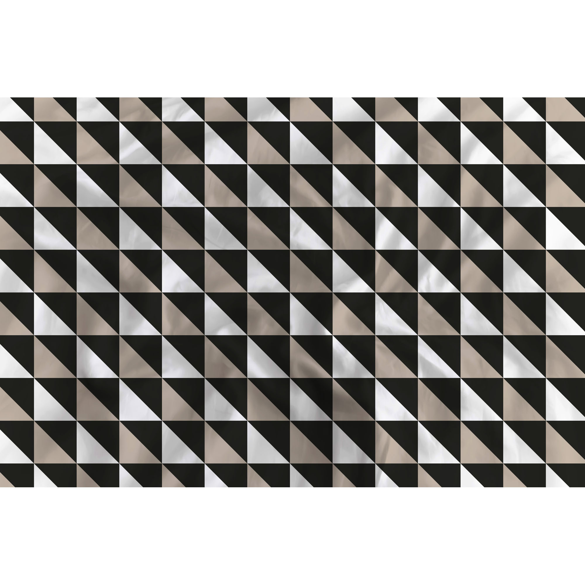Bettwäsche Carter in Natural, 155 x 220 cm: Nahaufnahme des Stoffes mit schwarz-weißem Dreiecks- und Punktmuster.