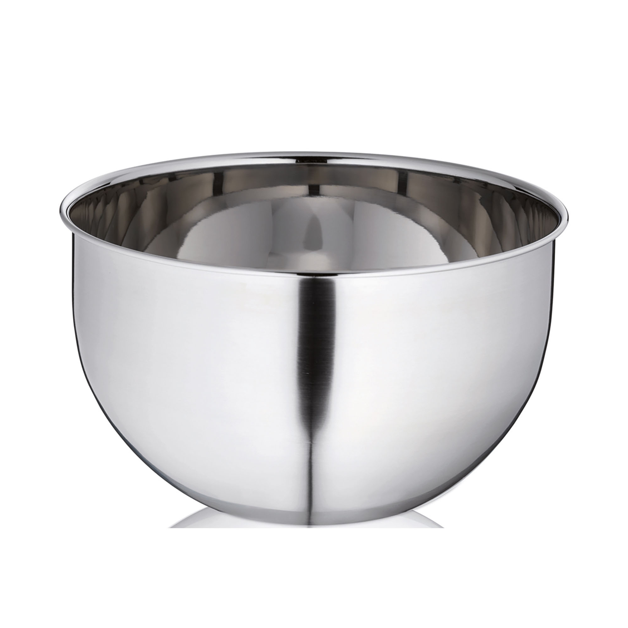 Runde Edelstahlschüssel mit glänzender Oberfläche und offenem Rand