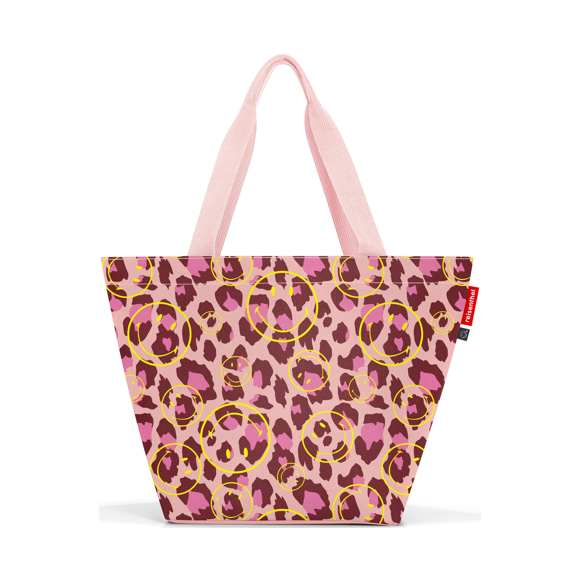 Große Reisenthel Einkaufstasche mit rosa Leopardenmuster und Smileys