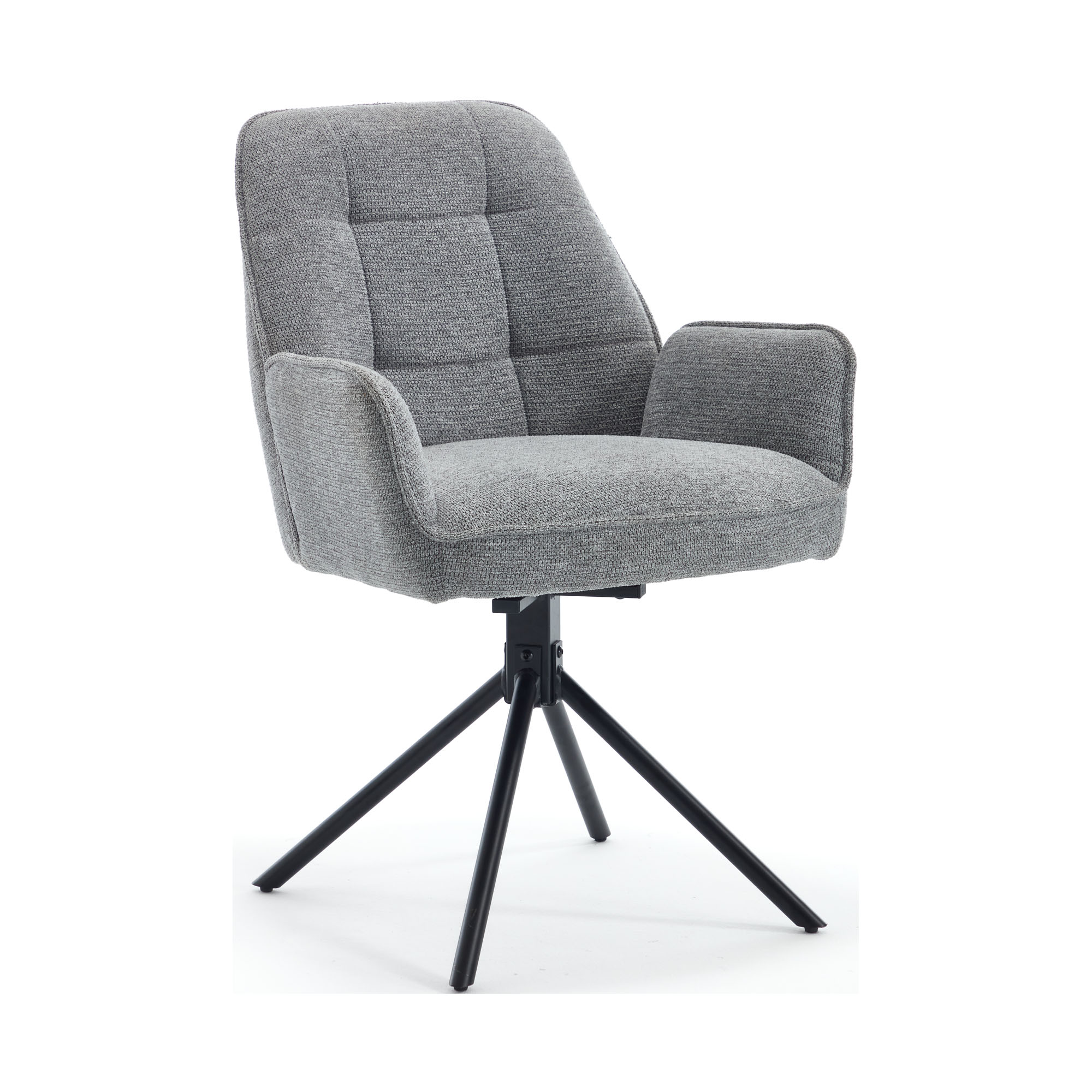 Modernes graues Ecksofa mit Recamiere rechts und niedriger Rückenlehne auf Metallfüßen