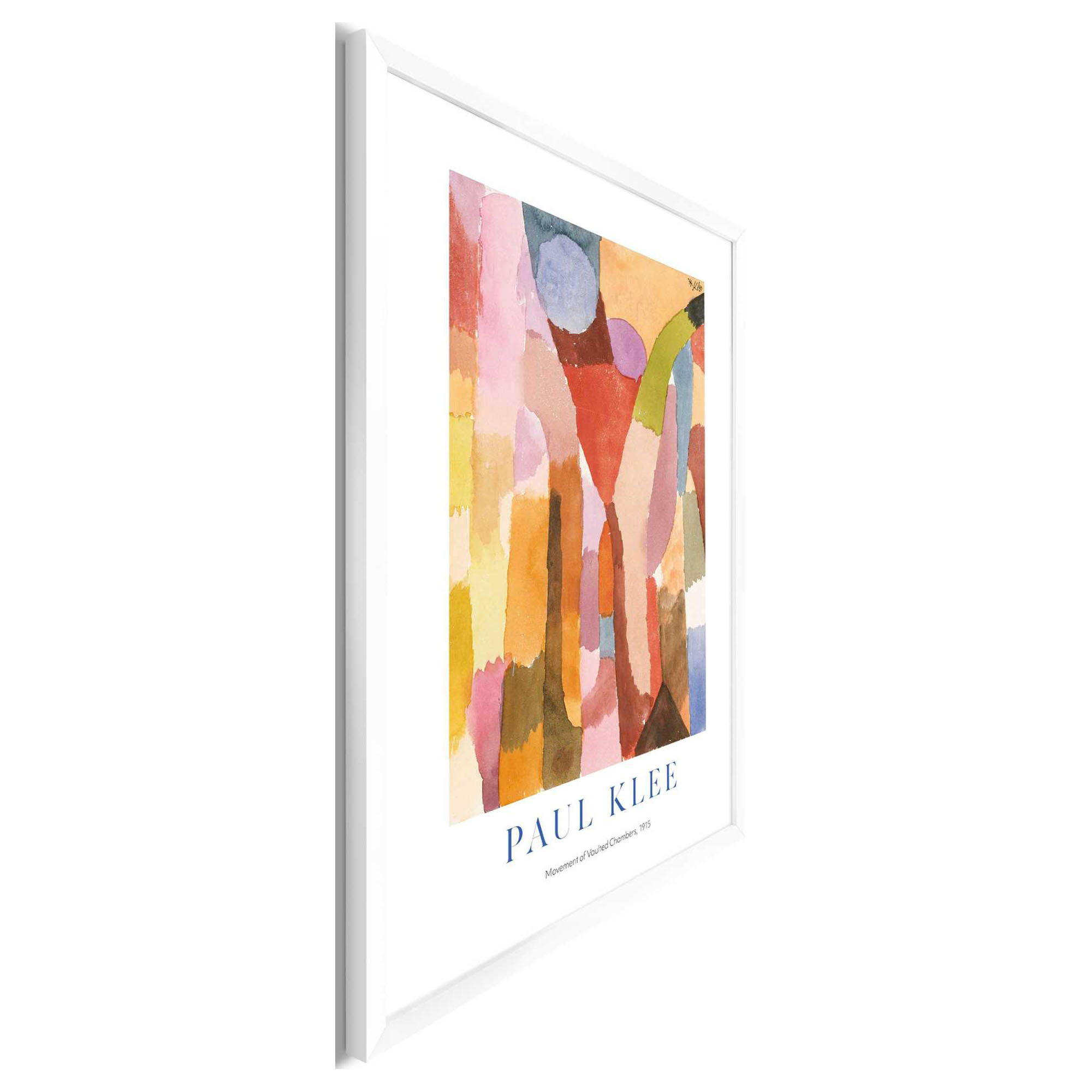 Seitliche Schrägansicht des Wandbilds „Paul Klee Colours I“, 50 × 70 cm; Profil, Kante und Tiefe des Bildes sind erkennbar.