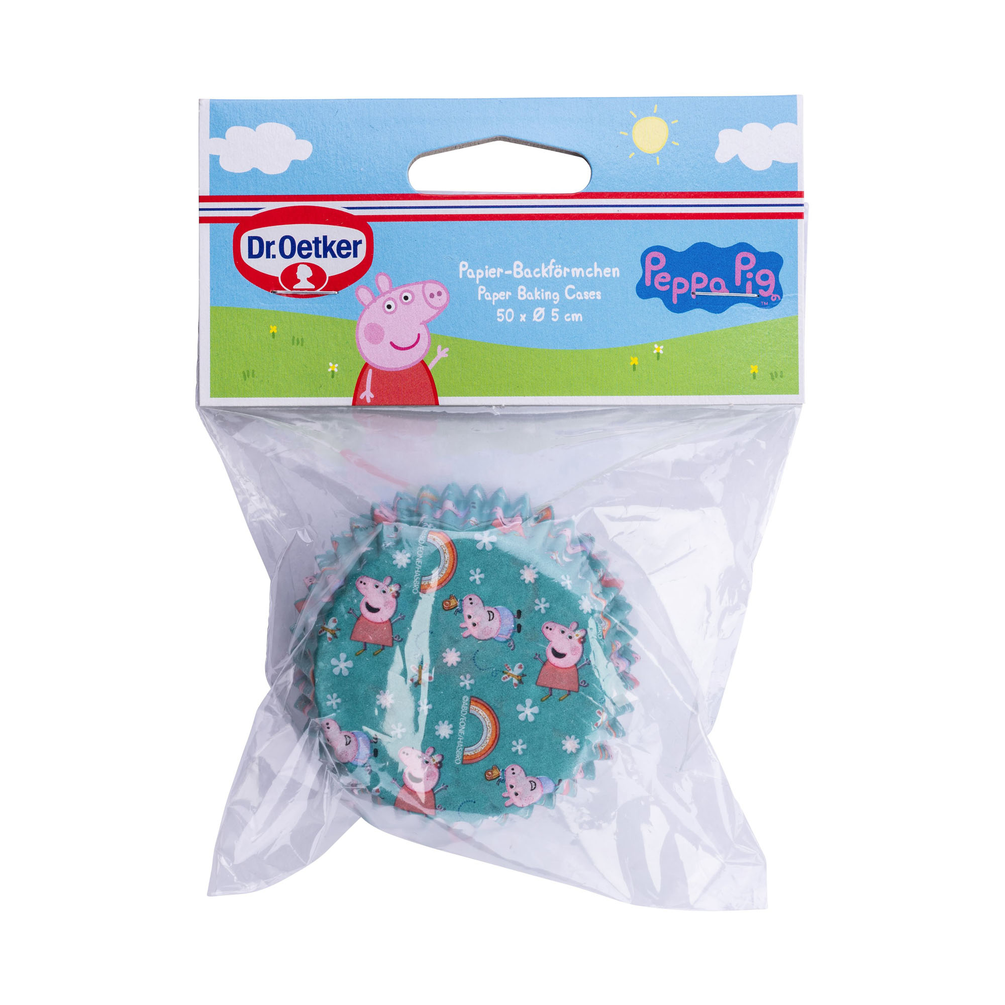 Verpackte Papier Muffinförmchen mit Peppa Pig Motiv von Dr Oetker im Set