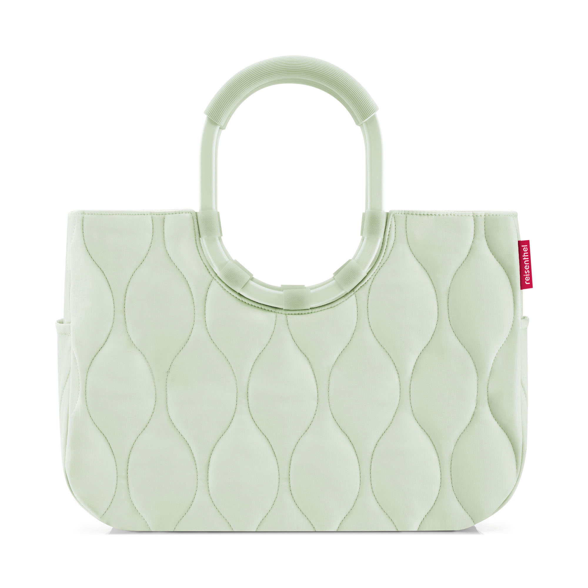 Shopper mit Ringgriffen von Reisenthel, Modell Loopshopper L, in Hellgrün mit Steppstruktur, von hinten mit ovalen Ringgriffen
